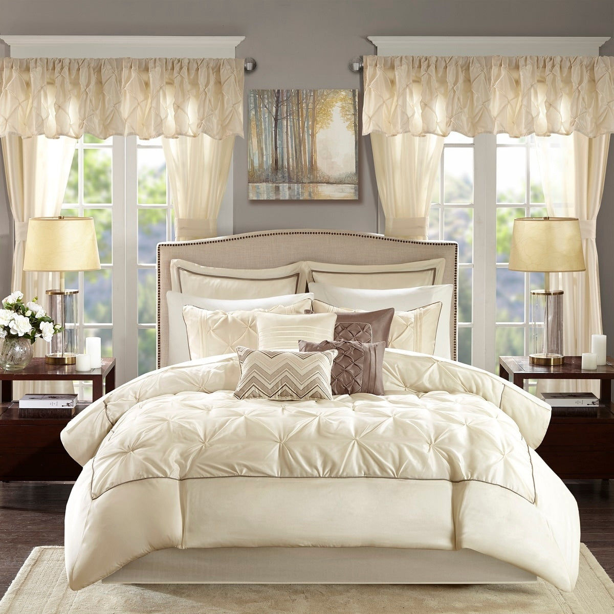 Madison Park Essentials Loretta 24-Piece Room in a Bag with Window Panels and Sheet Set