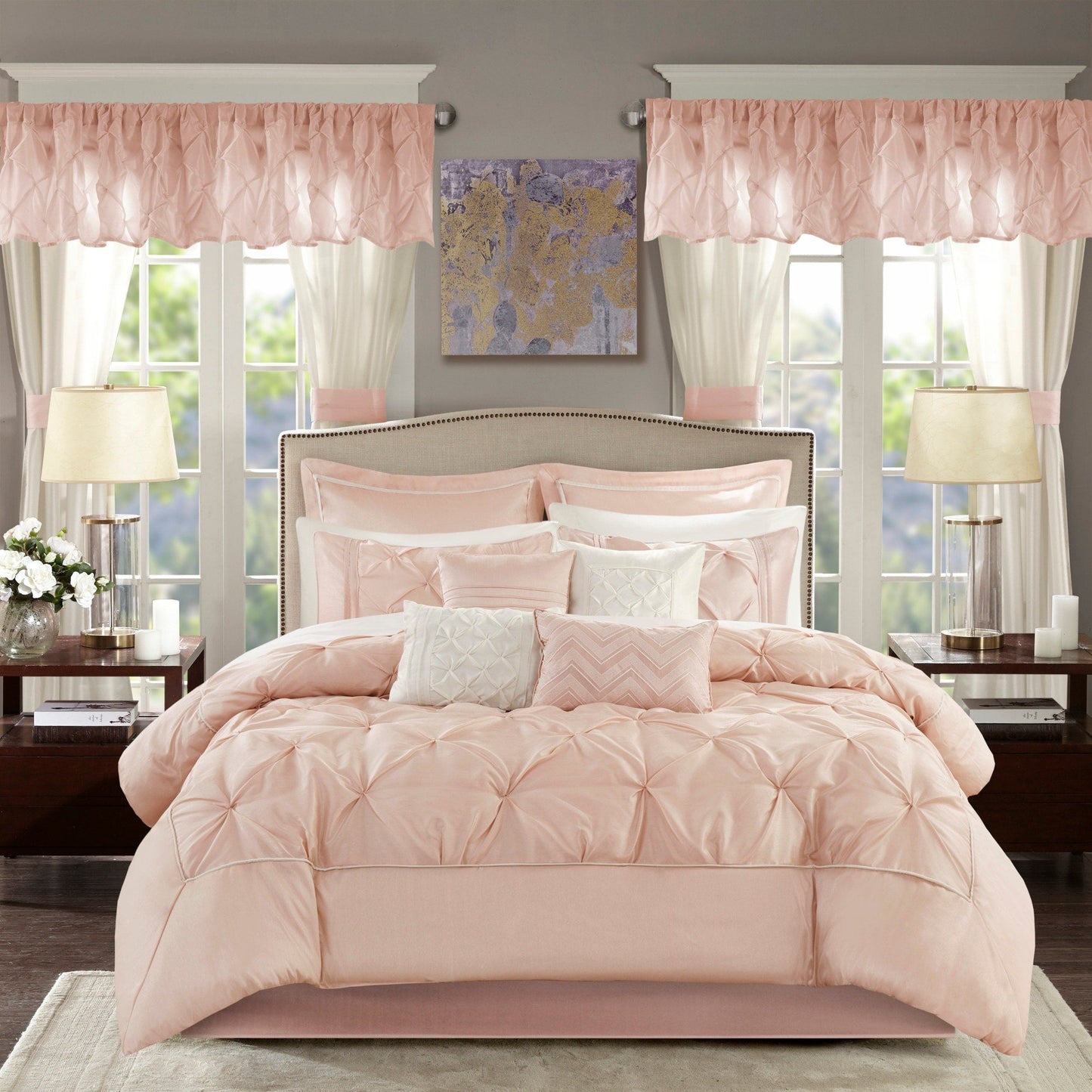 Madison Park Essentials Loretta 24-Piece Room in a Bag with Window Panels and Sheet Set