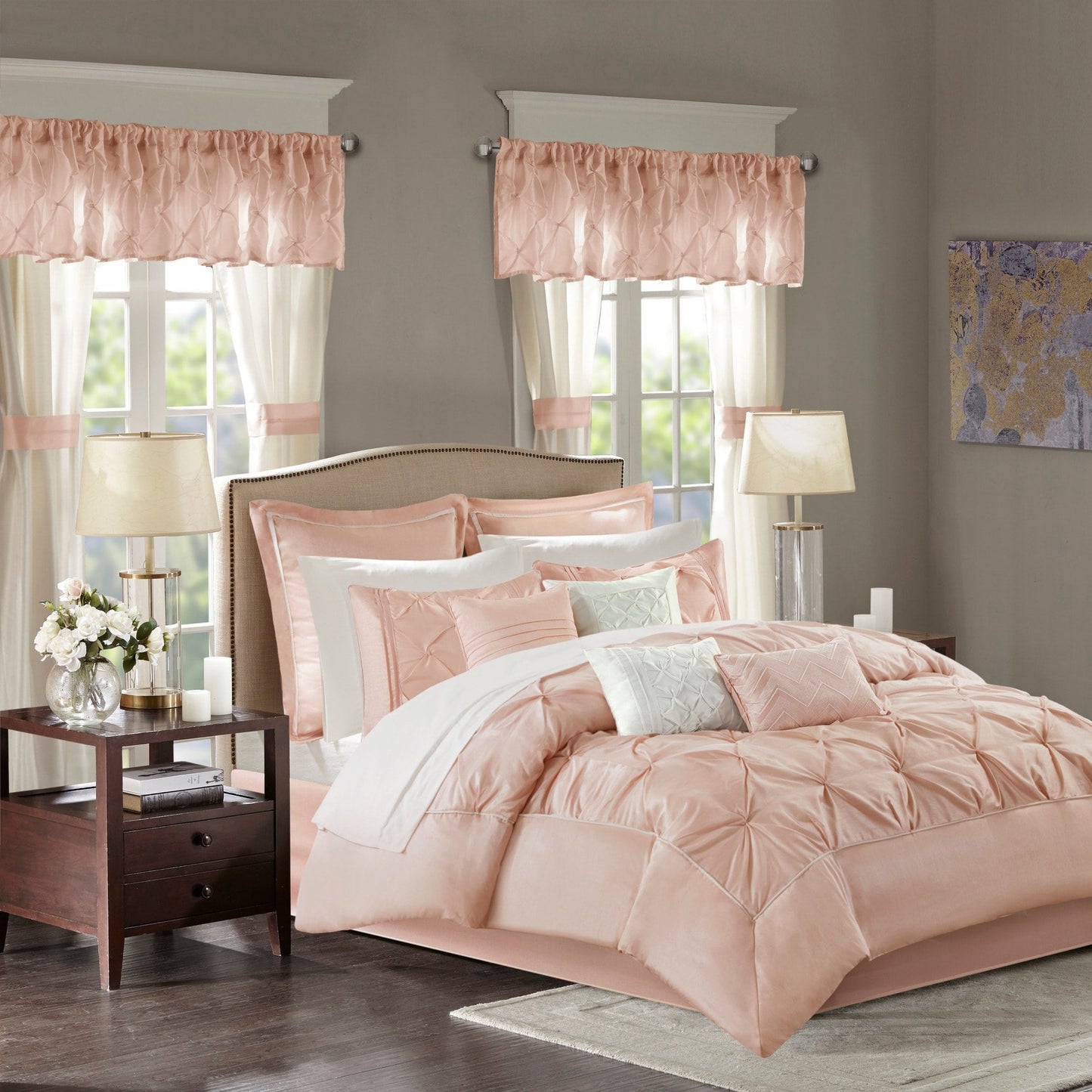 Madison Park Essentials Loretta 24-Piece Room in a Bag with Window Panels and Sheet Set