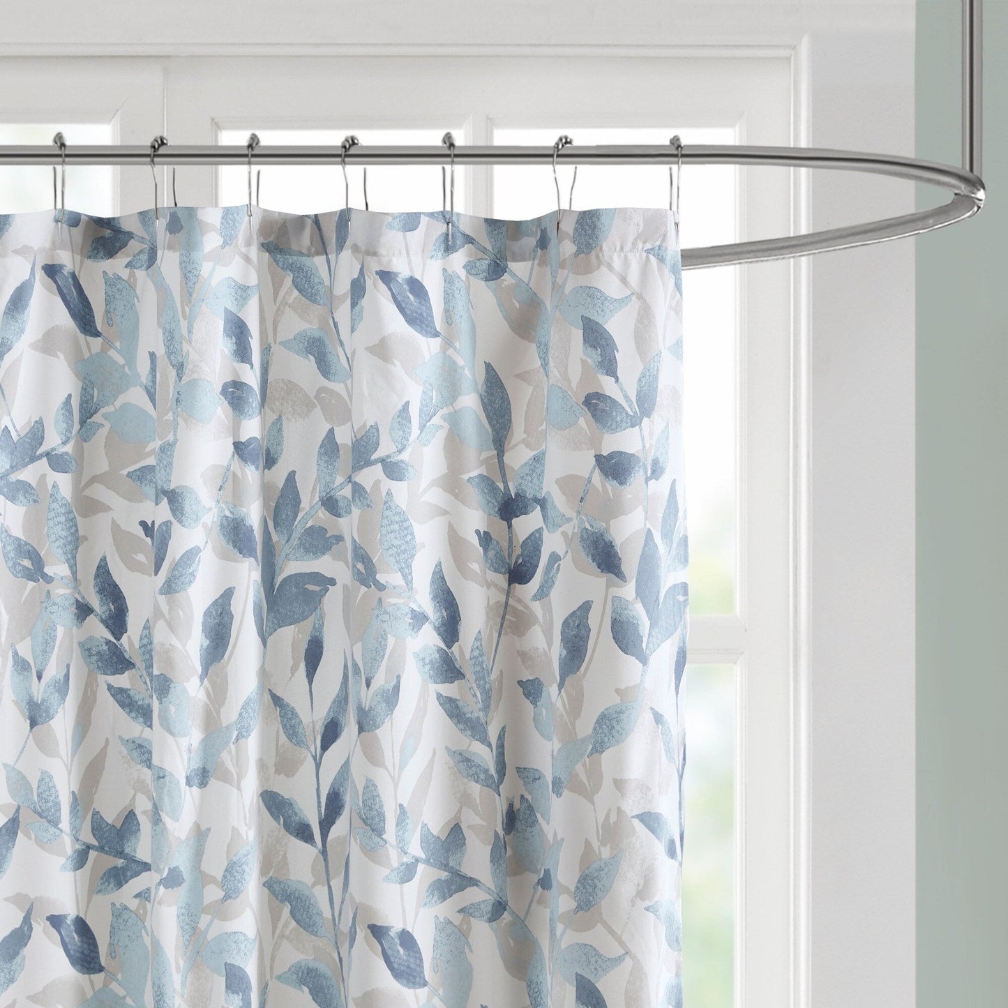 Madison Park Essentials Thelma Blue Botanical Printed Shower Curtain