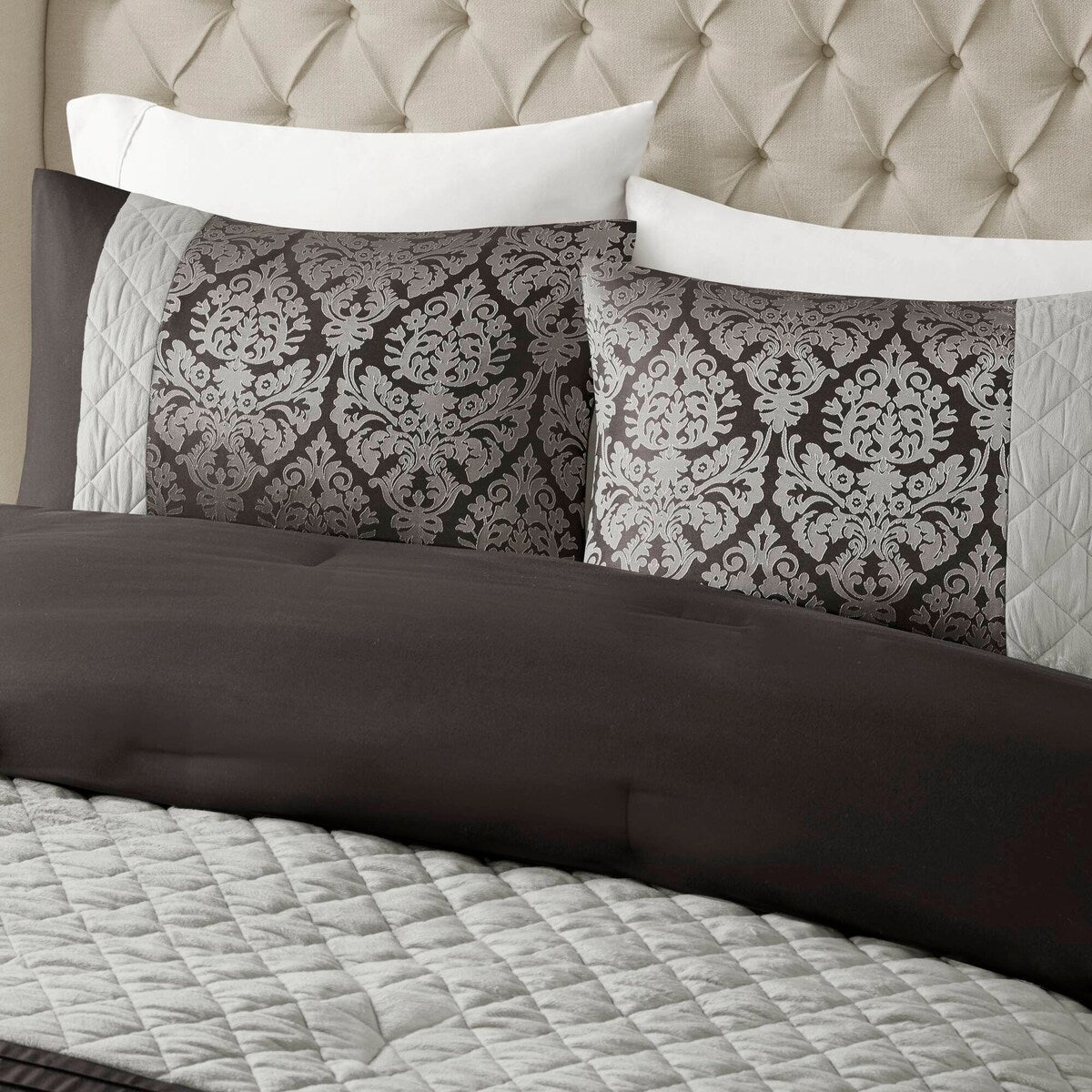 Madison Park Lily 6 Piece Jacquard Comforter Set with Throw Pillows