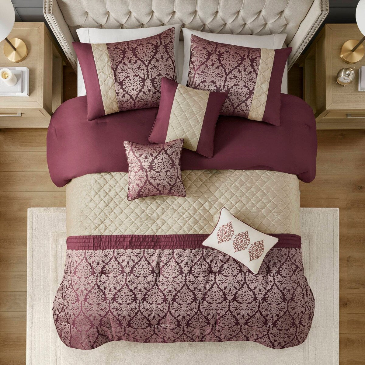 Madison Park Lily 6 Piece Jacquard Comforter Set with Throw Pillows
