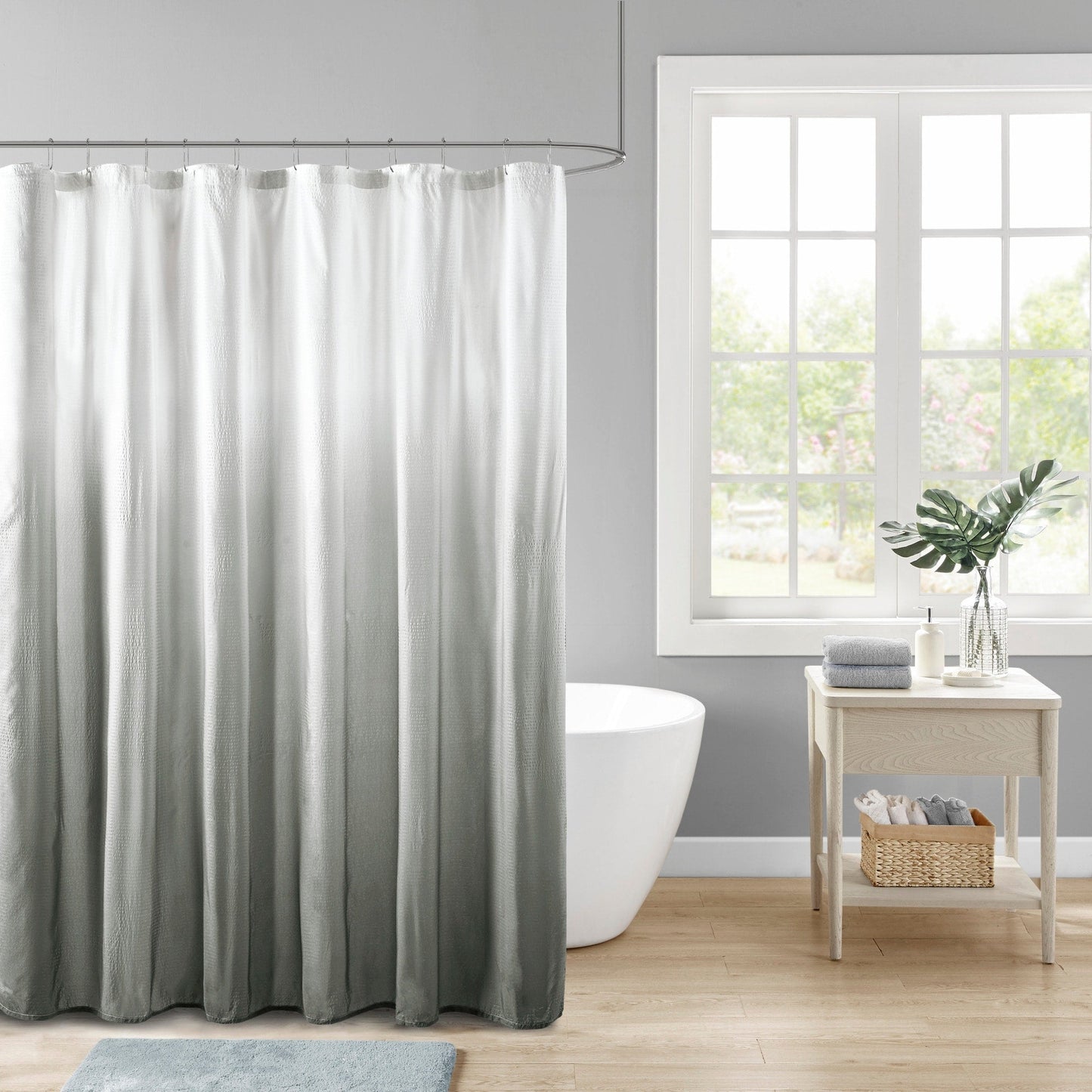 Madison Park Loire Ombre Printed Seersucker Shower Curtain