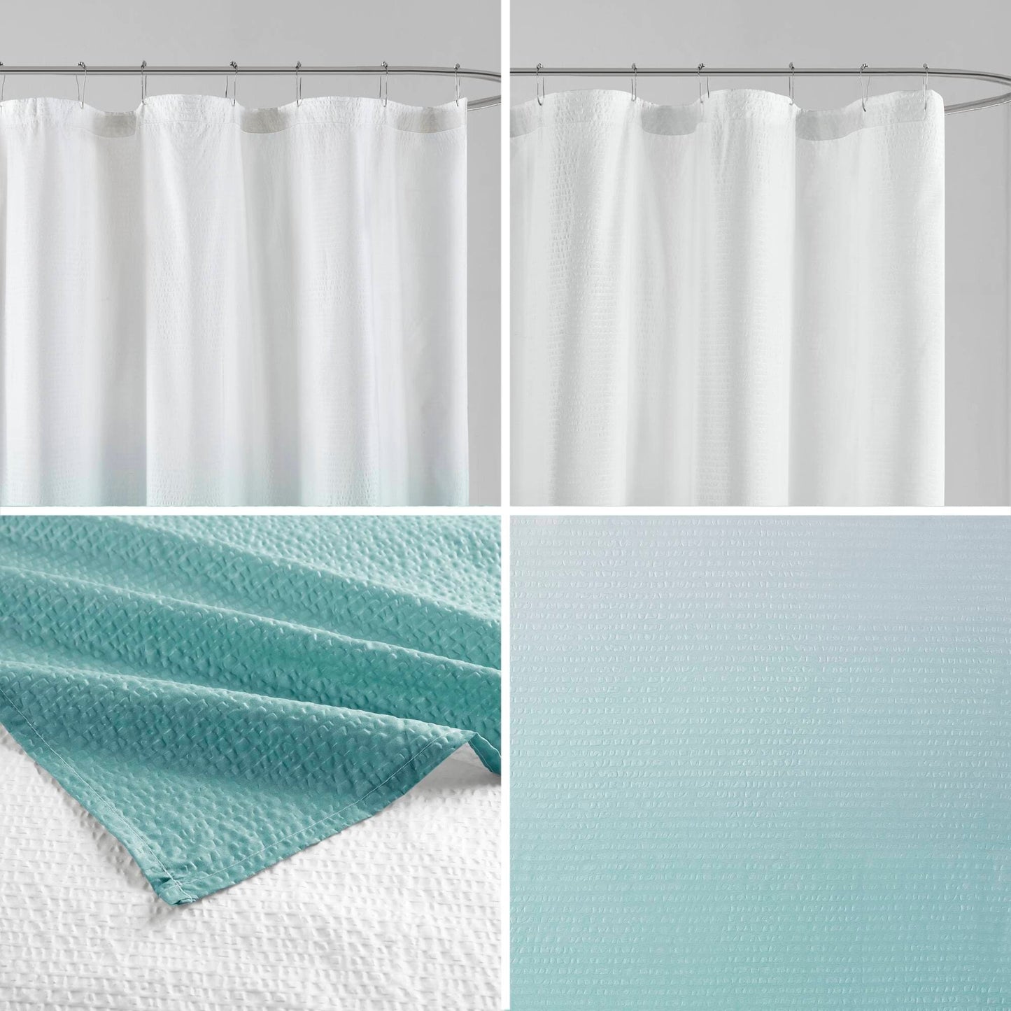 Madison Park Loire Ombre Printed Seersucker Shower Curtain
