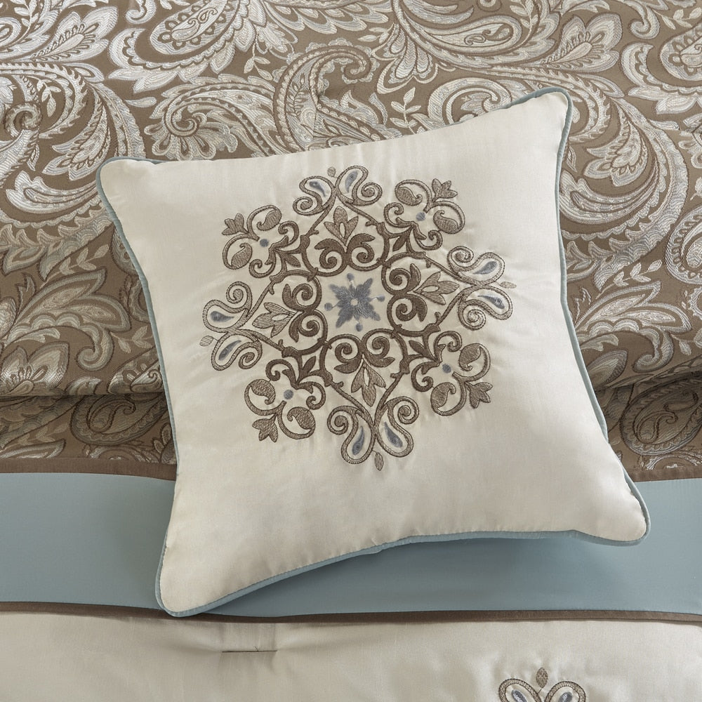 Madison Park Lorraine Blue Jacquard 7-Piece Comforter Set