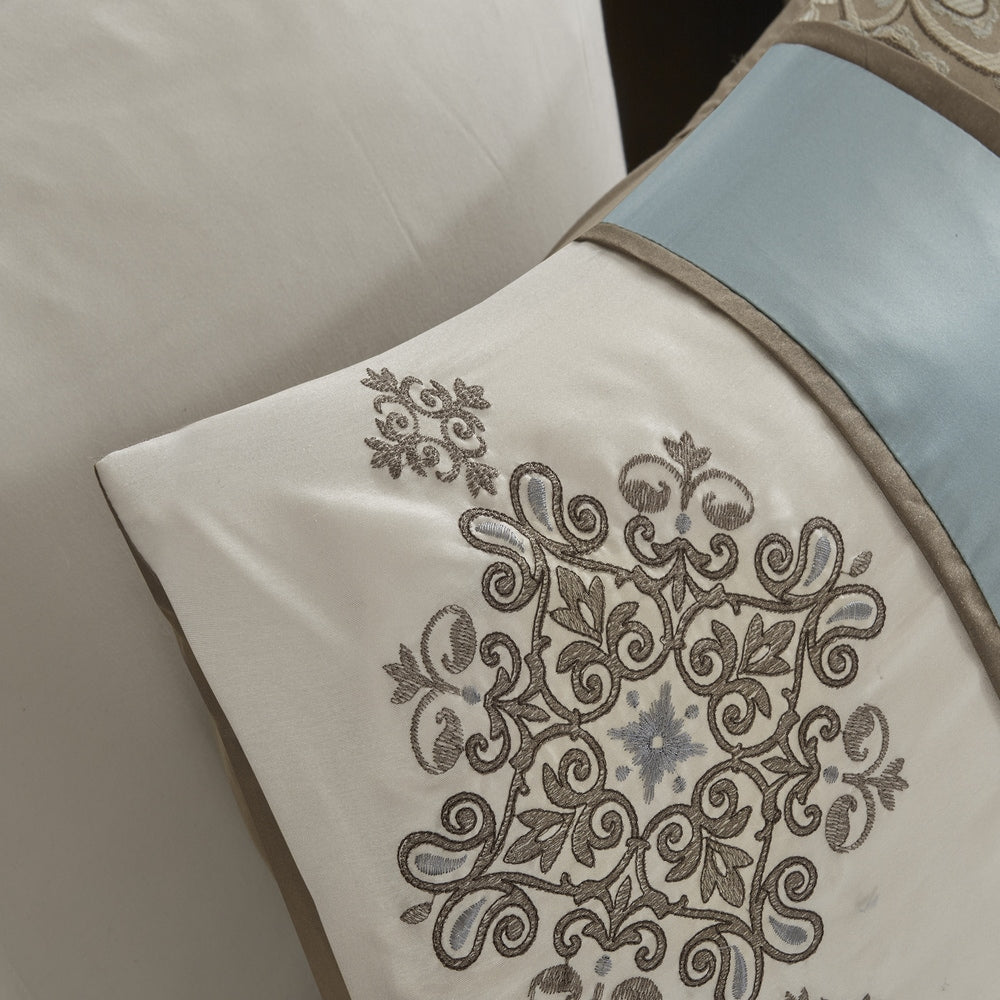 Madison Park Lorraine Blue Jacquard 7-Piece Comforter Set