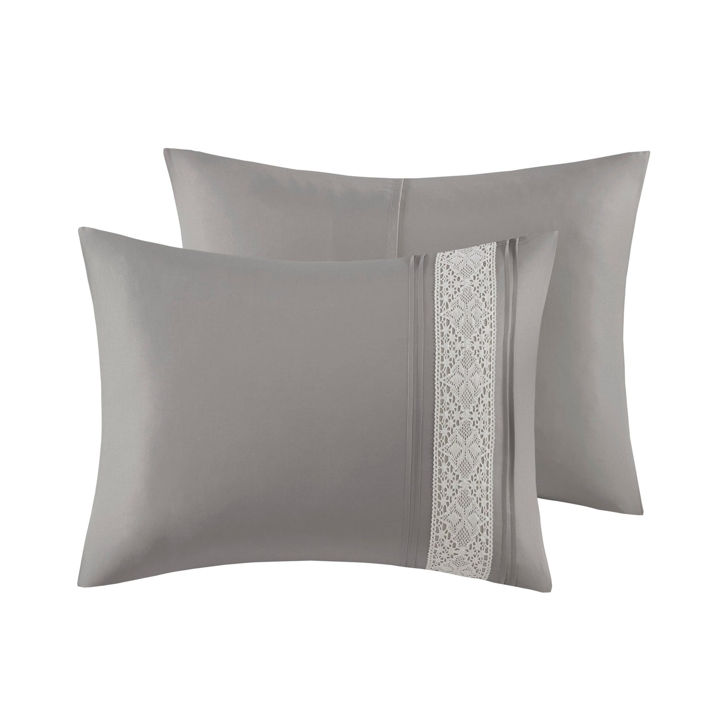 Madison Park Marla 7 Piece Lace Trim Comforter Set with Throw Pillows
