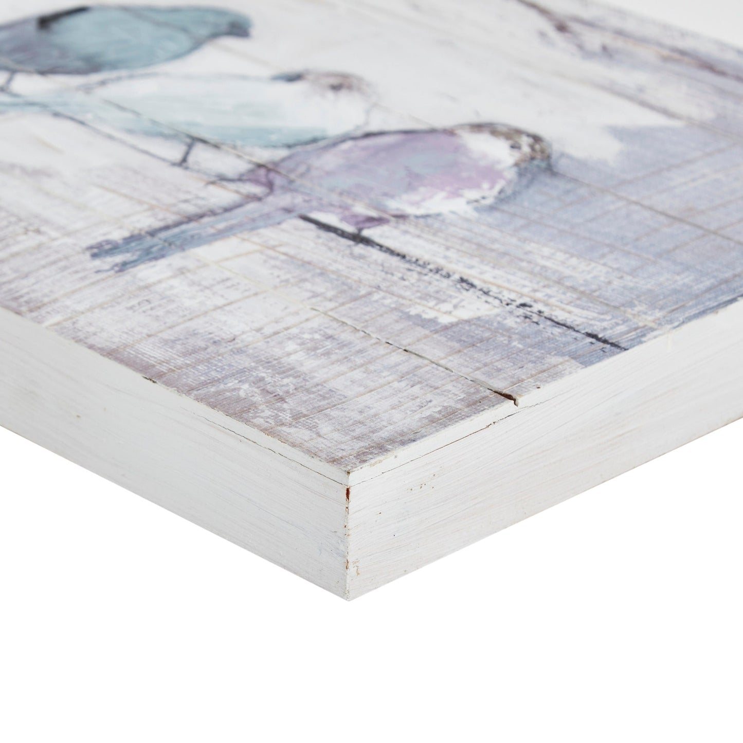 Madison Park Perched Birds Hand Painted Wood Plank Panel Wall Decor - White/Grey