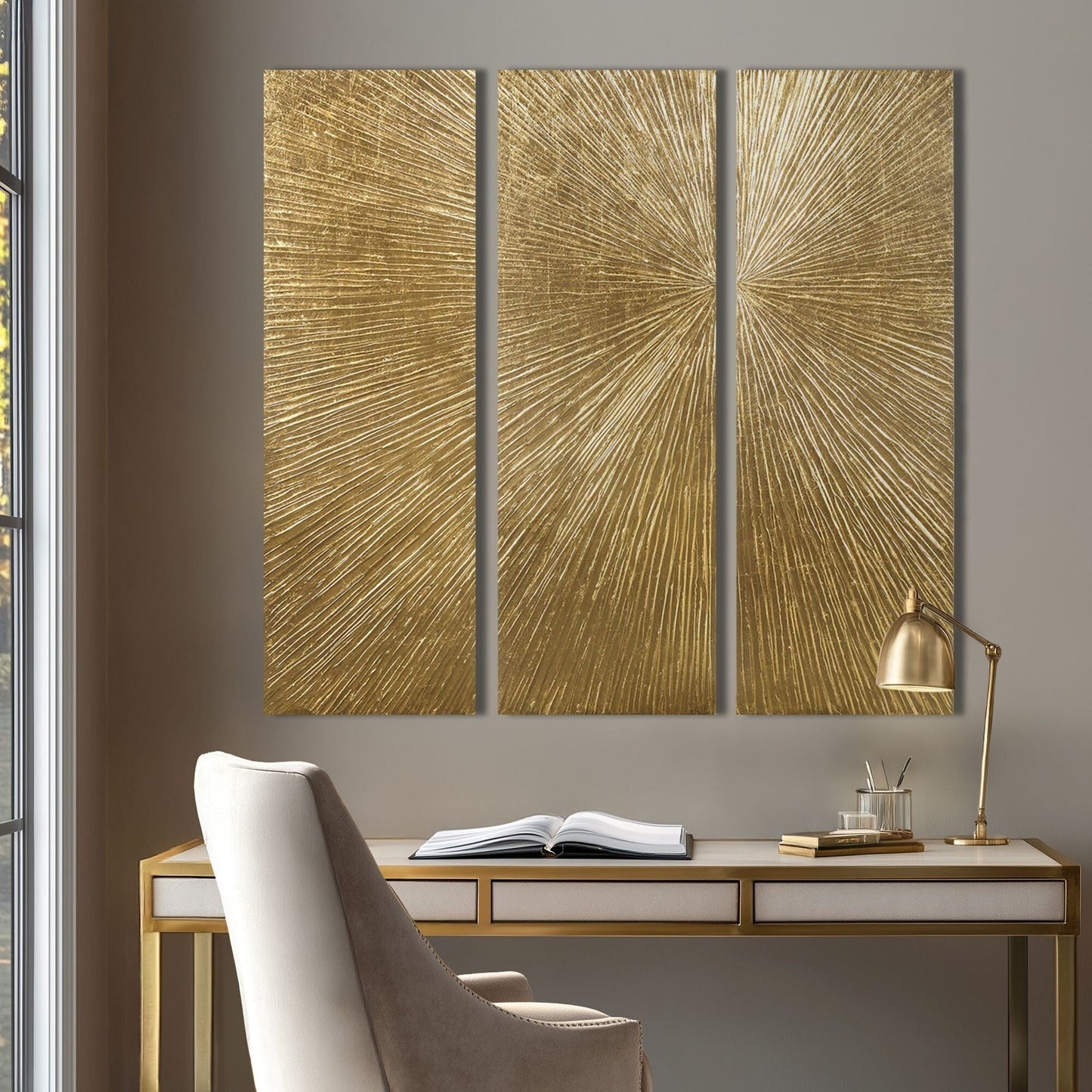 Madison Park Signature Sunburst Hand Painted Triptych 3-piece Dimensional Resin Wall Art Set