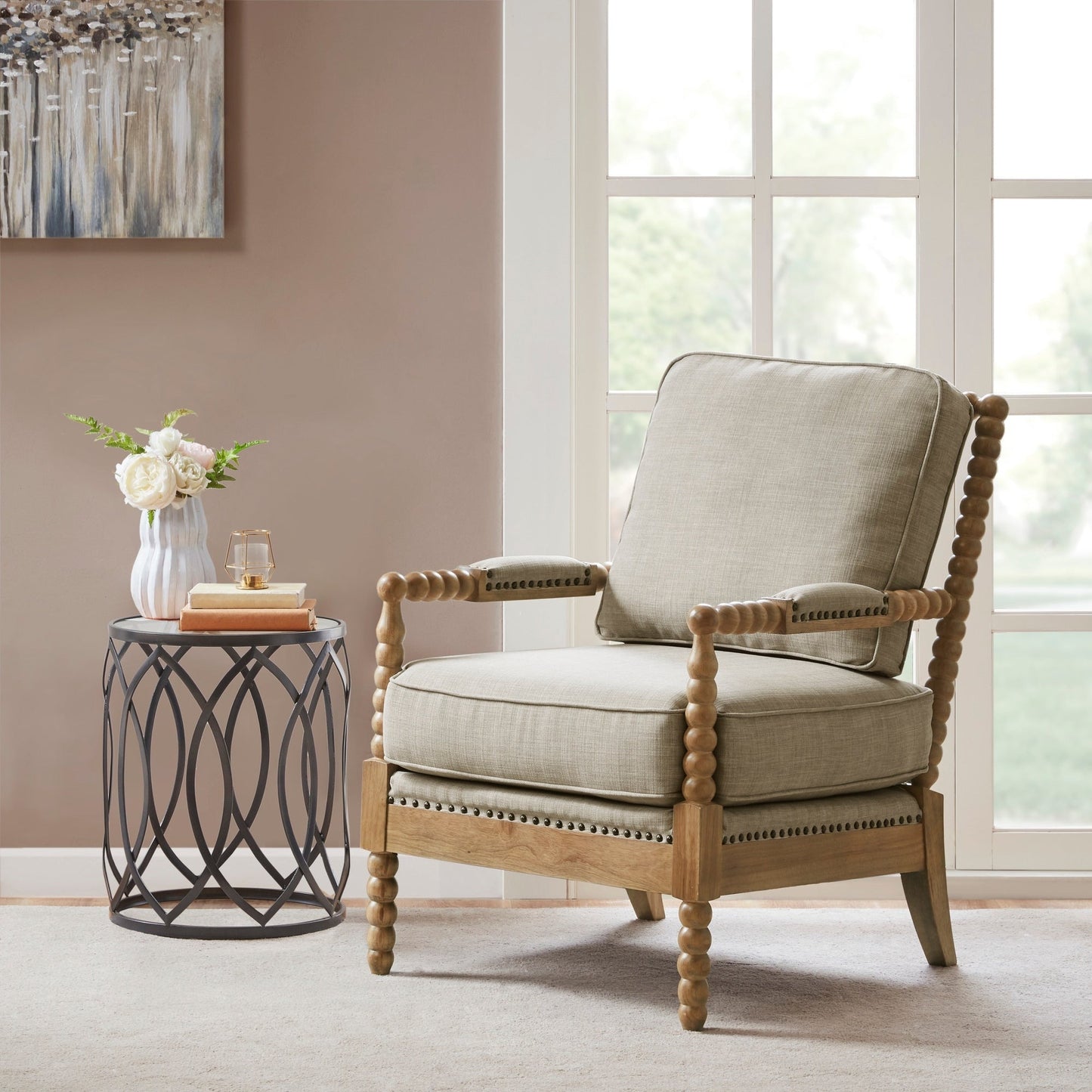 Madison Park Donohue Turned Wood Frame Armchair