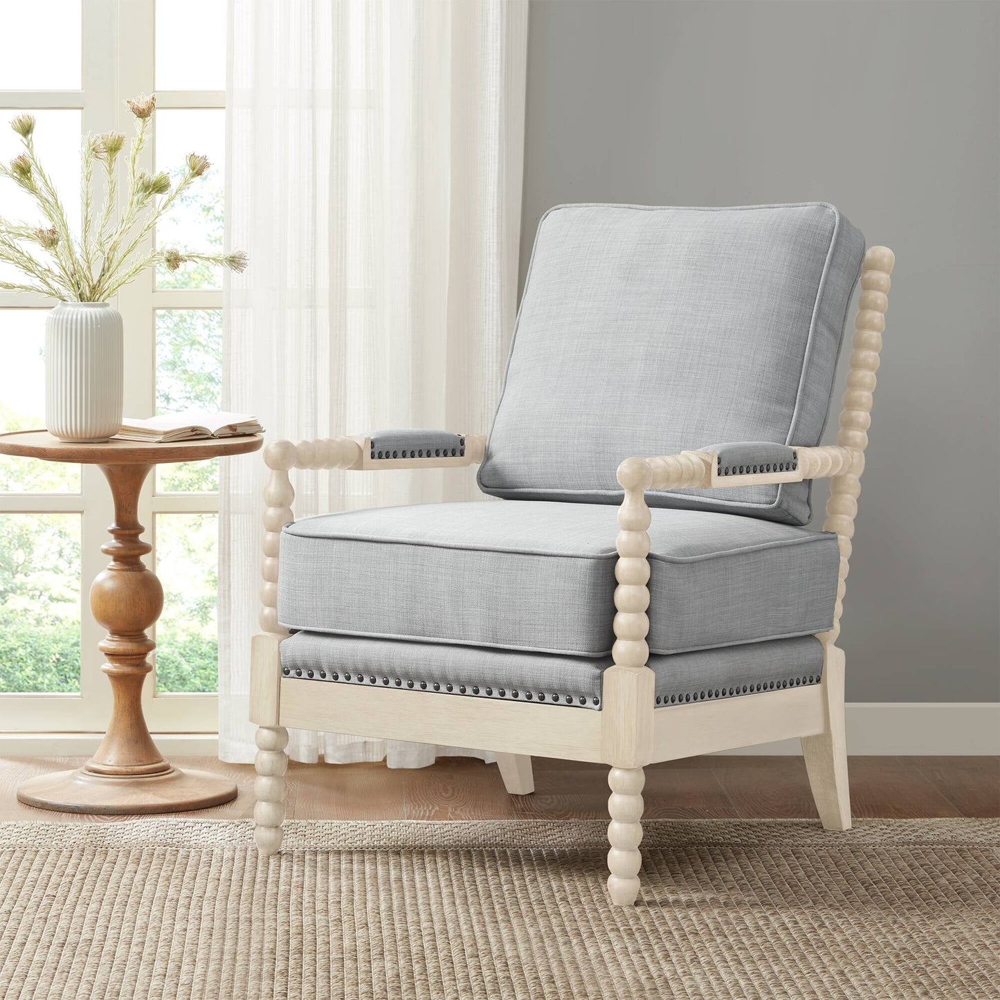 Madison Park Donohue Turned Wood Frame Armchair