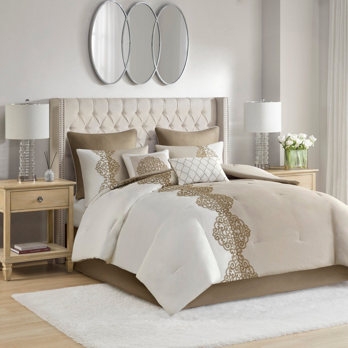 Madison Park Vera 8 Piece Embroidered Microfiber Comforter Set
