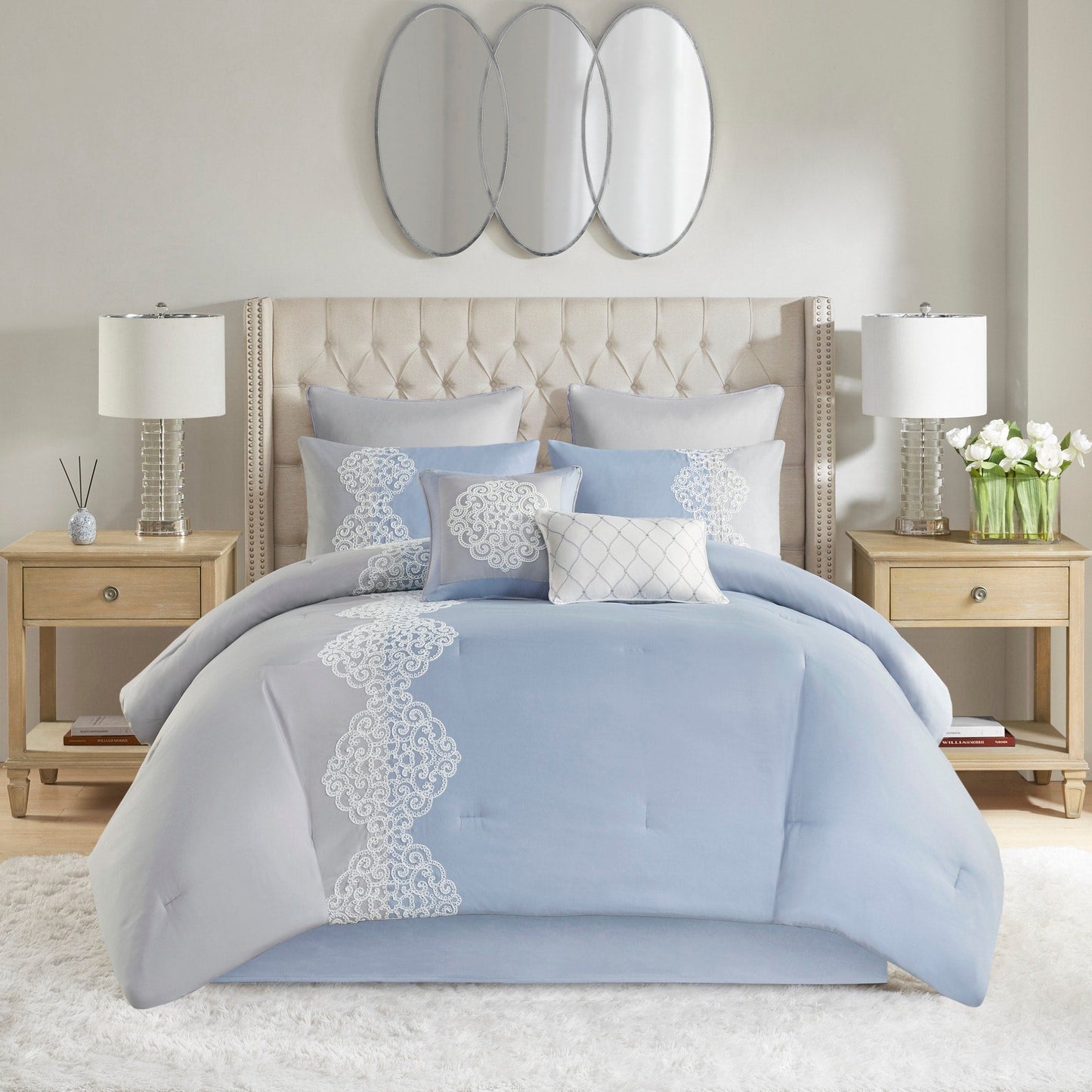 Madison Park Vera 8 Piece Embroidered Microfiber Comforter Set