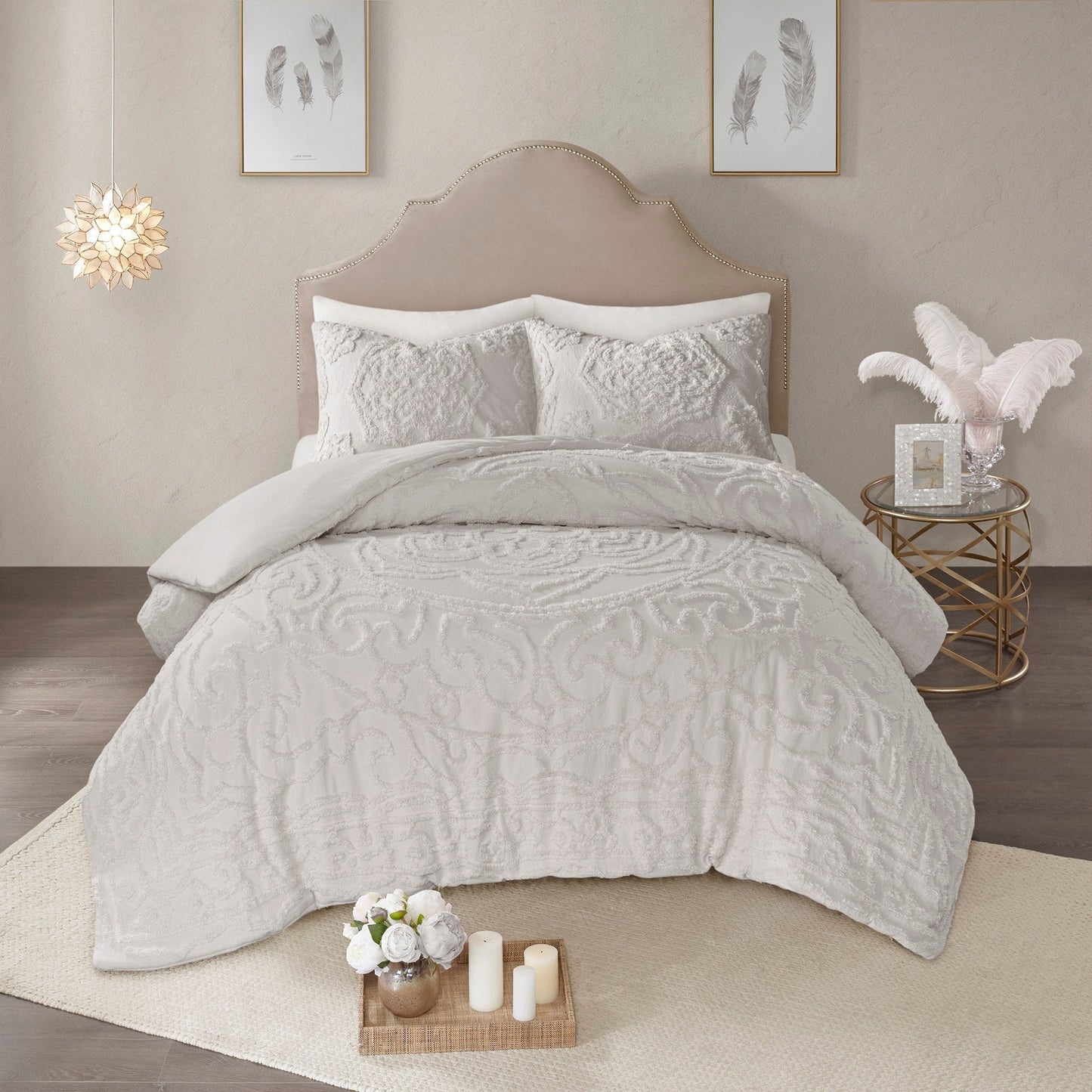 Madison Park Virginia Tufted Cotton Chenille Medallion Duvet Cover Set