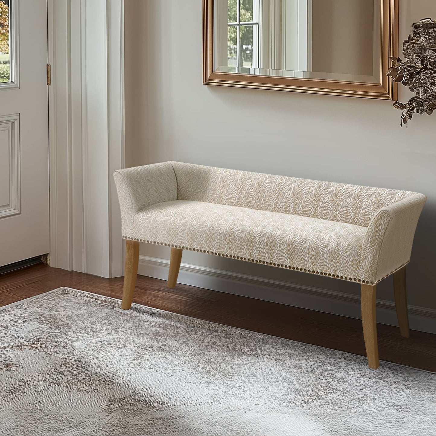 Banc rembourré Madison Park Welburn 49,5 avec dossier et pieds en bois