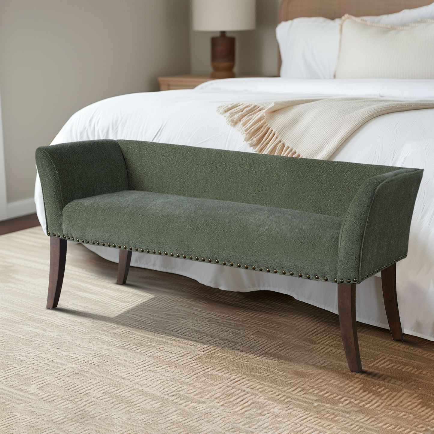 Banc rembourré Madison Park Welburn 49,5 avec dossier et pieds en bois