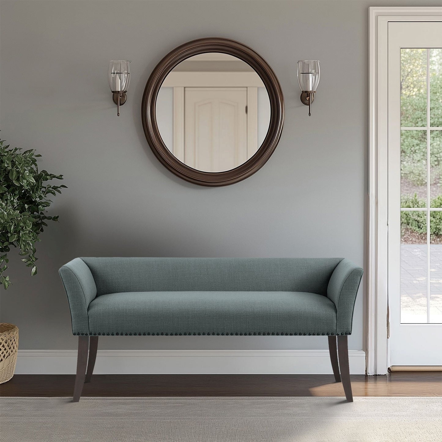 Banc rembourré Madison Park Welburn 49,5 avec dossier et pieds en bois