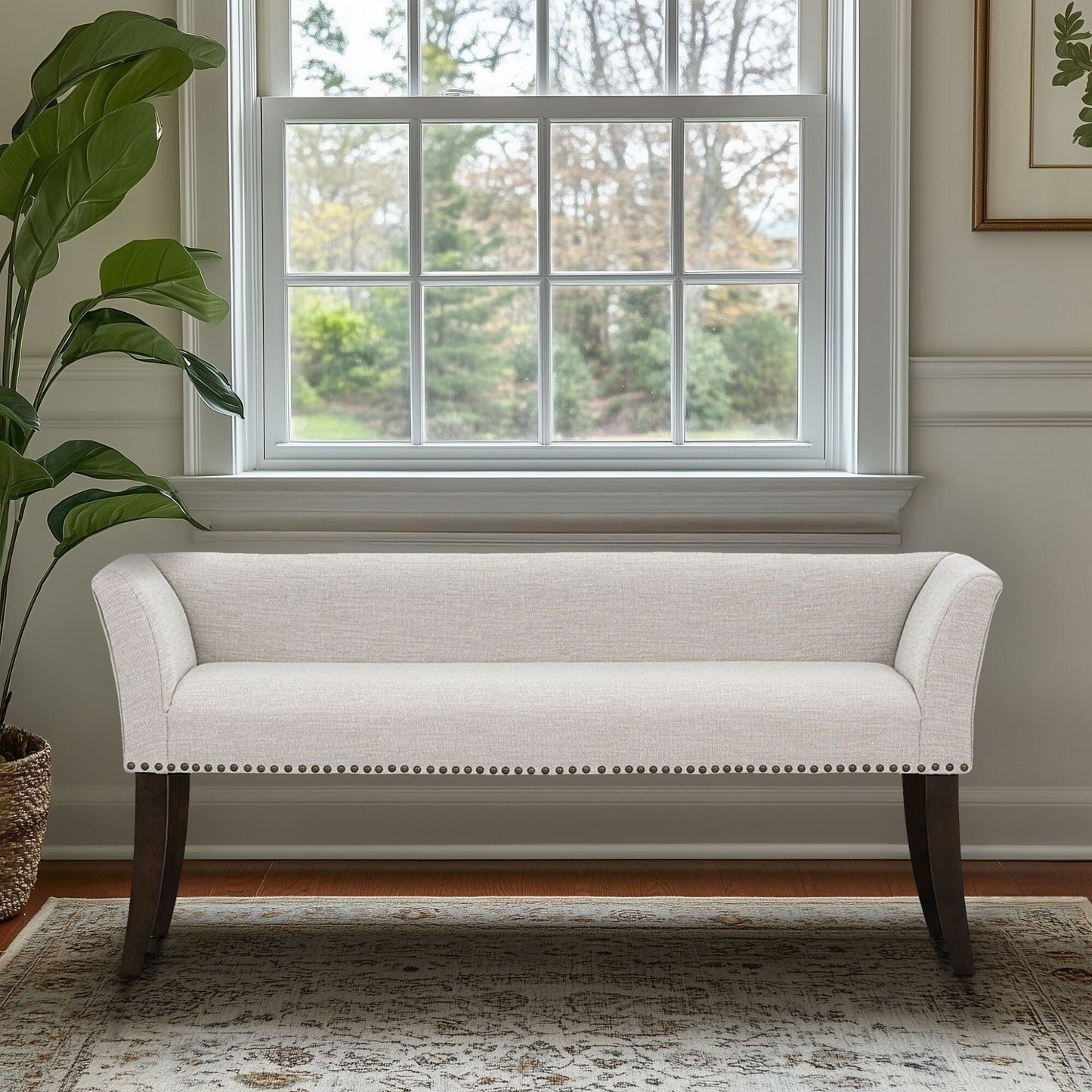Banc rembourré Madison Park Welburn 49,5 avec dossier et pieds en bois