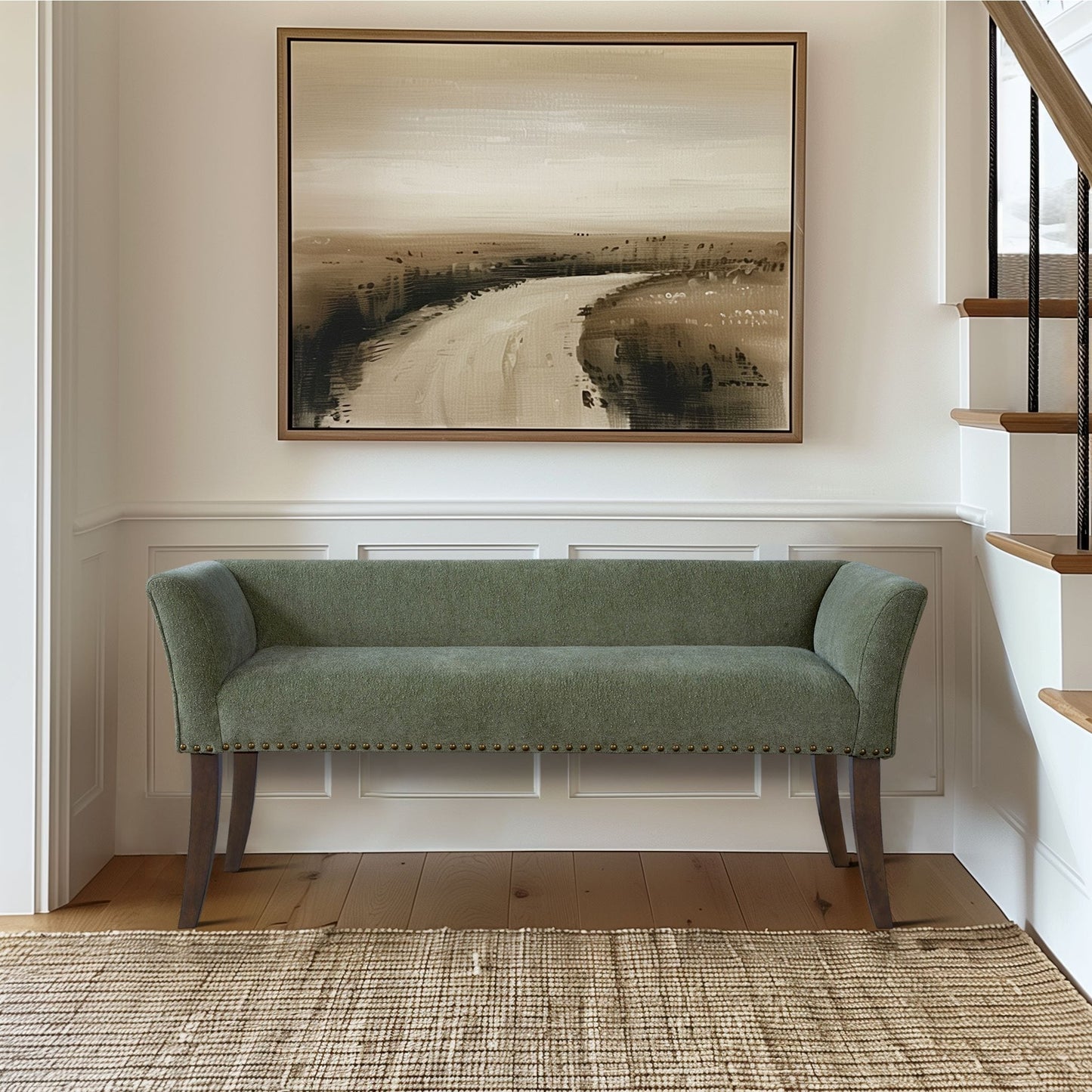 Banc rembourré Madison Park Welburn 49,5 avec dossier et pieds en bois