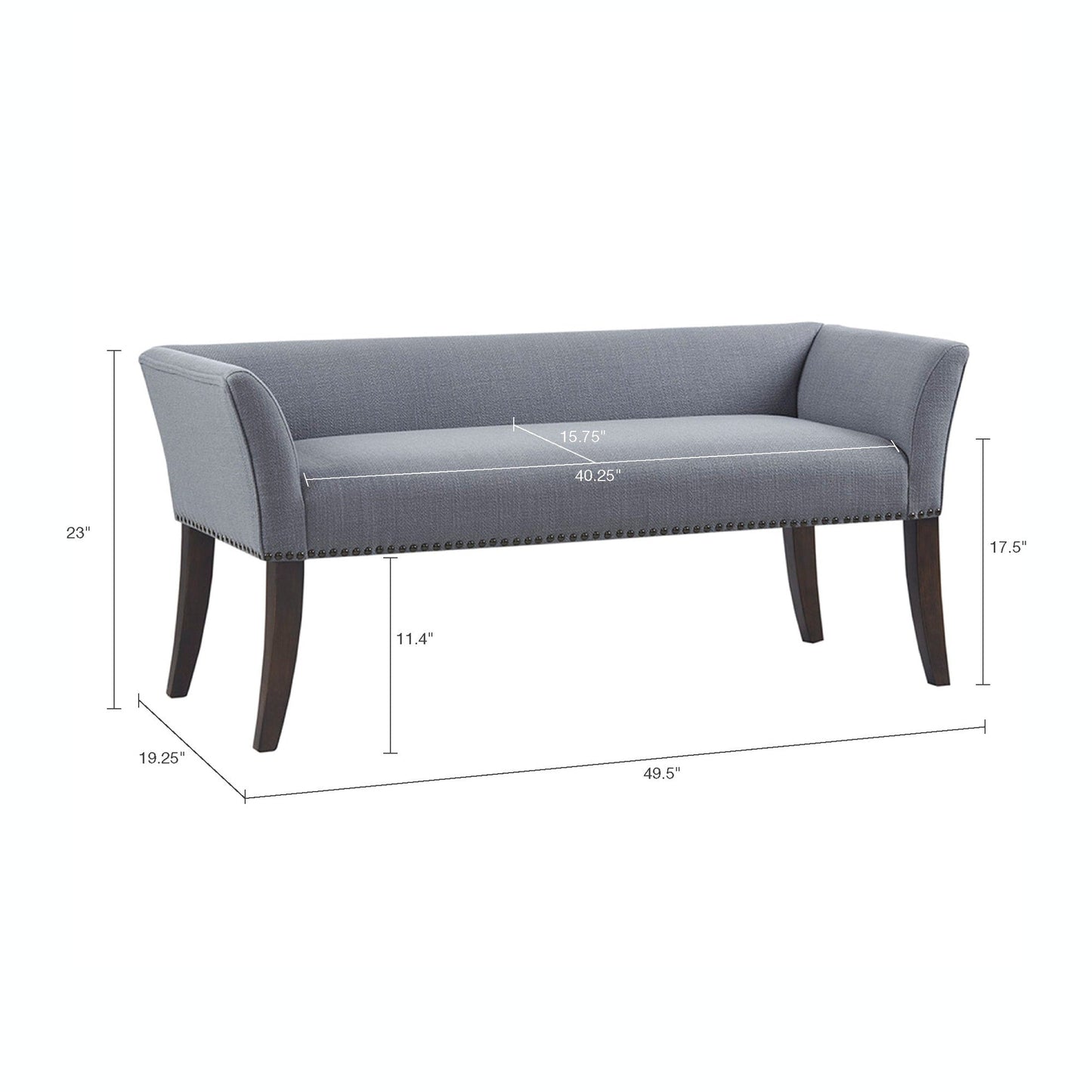 Banc rembourré Madison Park Welburn 49,5 avec dossier et pieds en bois