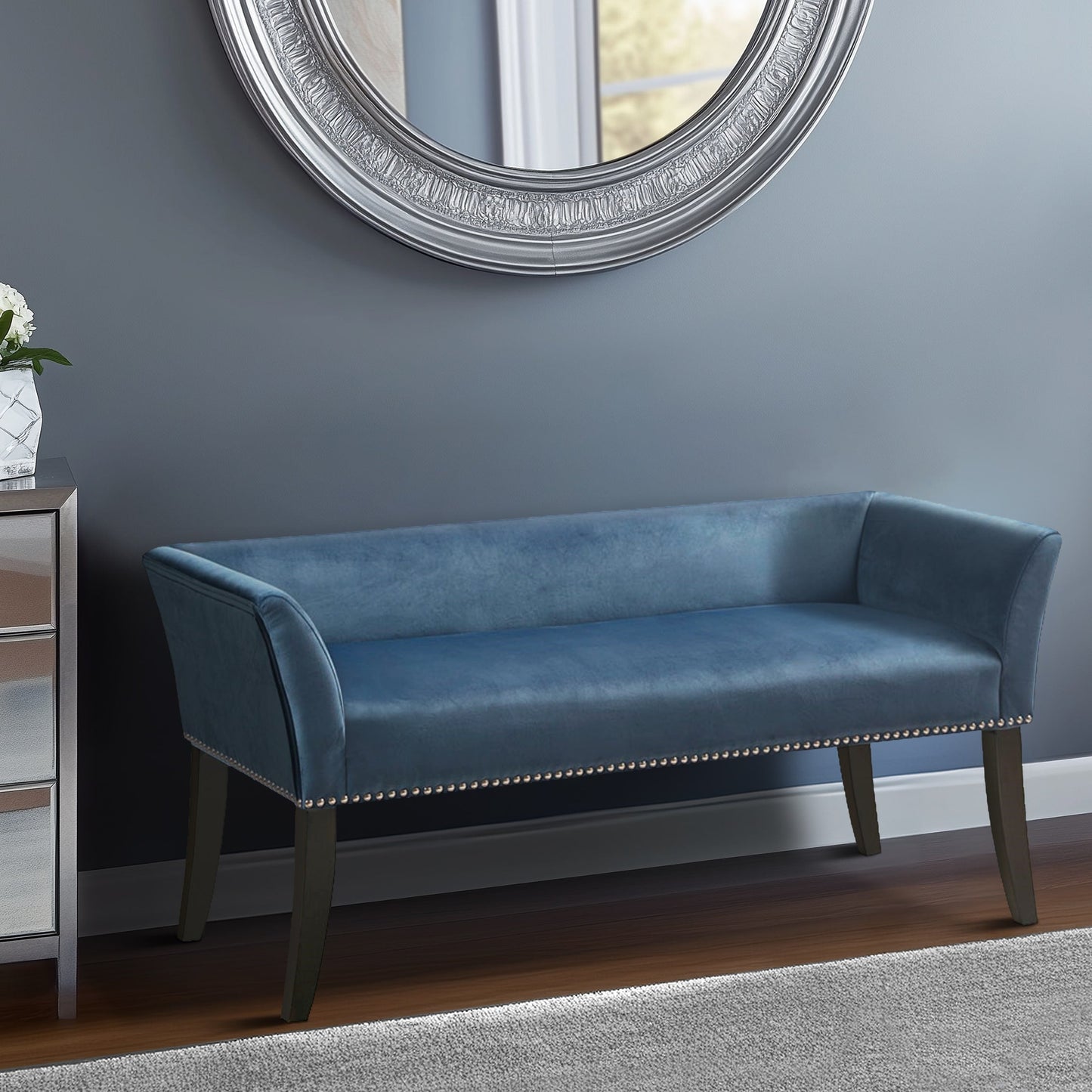 Banc rembourré Madison Park Welburn 49,5 avec dossier et pieds en bois