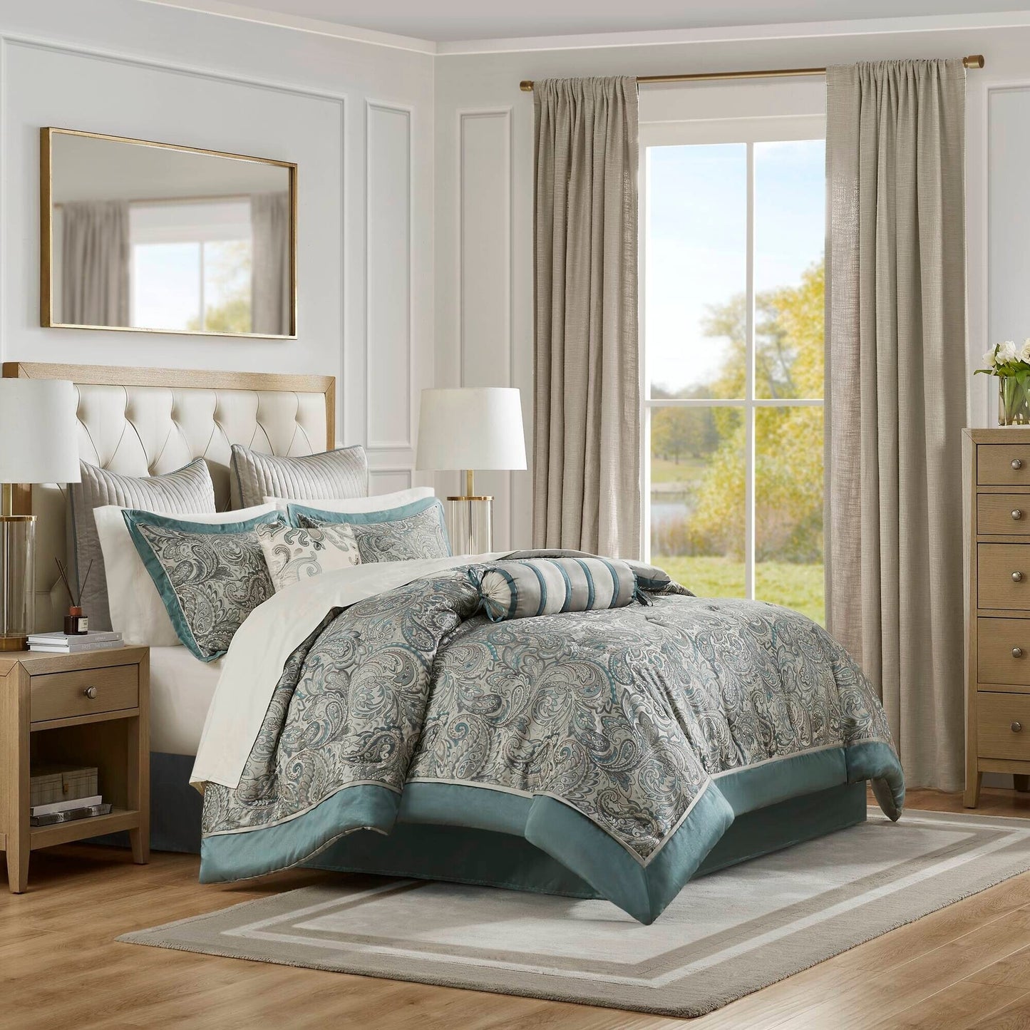 Madison Park Whitman 12 Piece Comforter Set with Cotton Bed Sheets