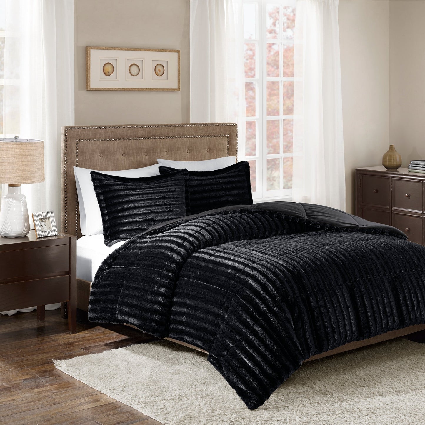 Madison Park York Faux Fur Comforter Mini Set
