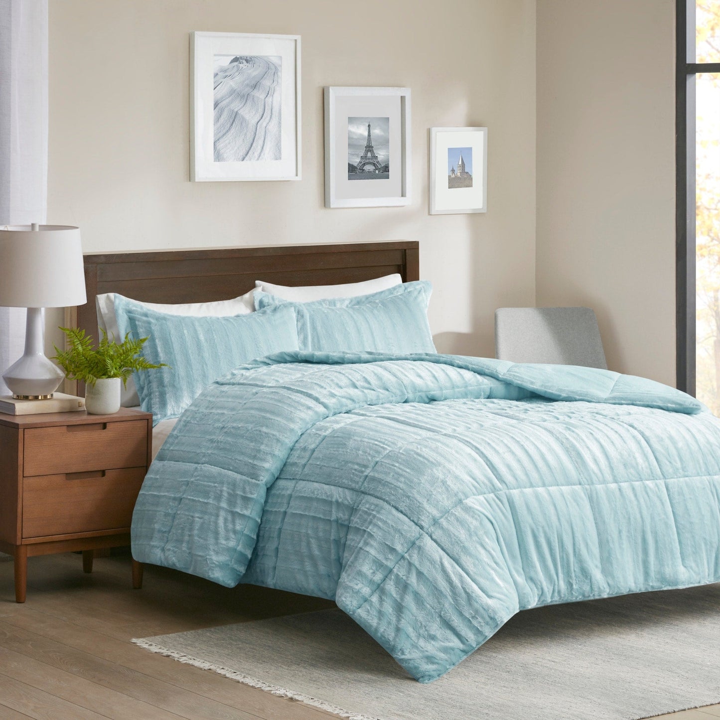 Madison Park York Faux Fur Comforter Mini Set