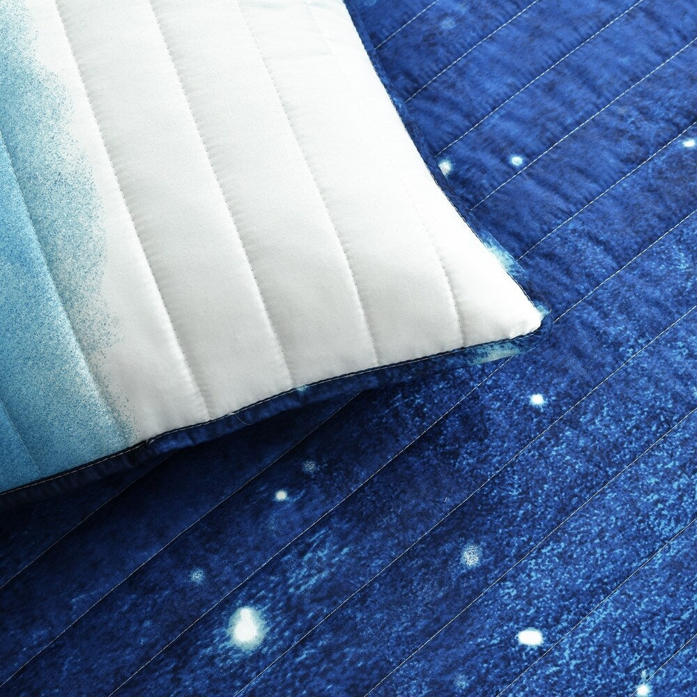 Lush Decor Space Star Ombre Reversible Print Quilt Set