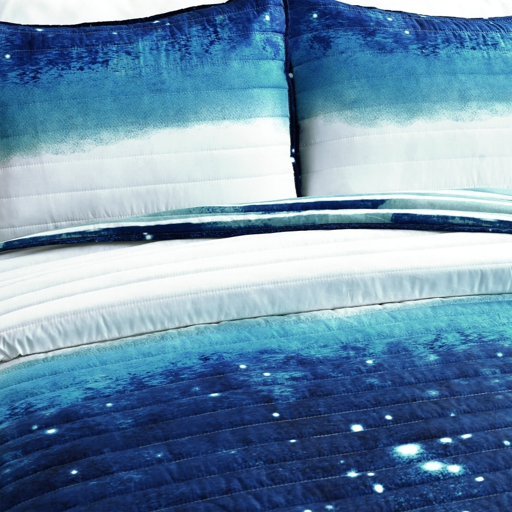 Lush Decor Space Star Ombre Reversible Print Quilt Set