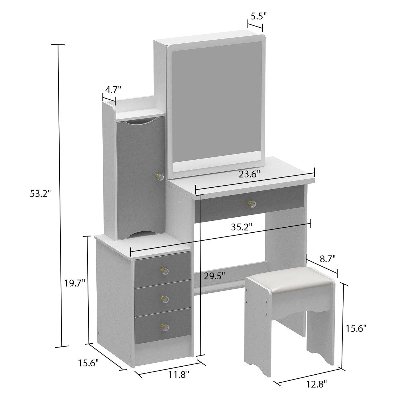 Makeup Vanity Set with Mirror and stool