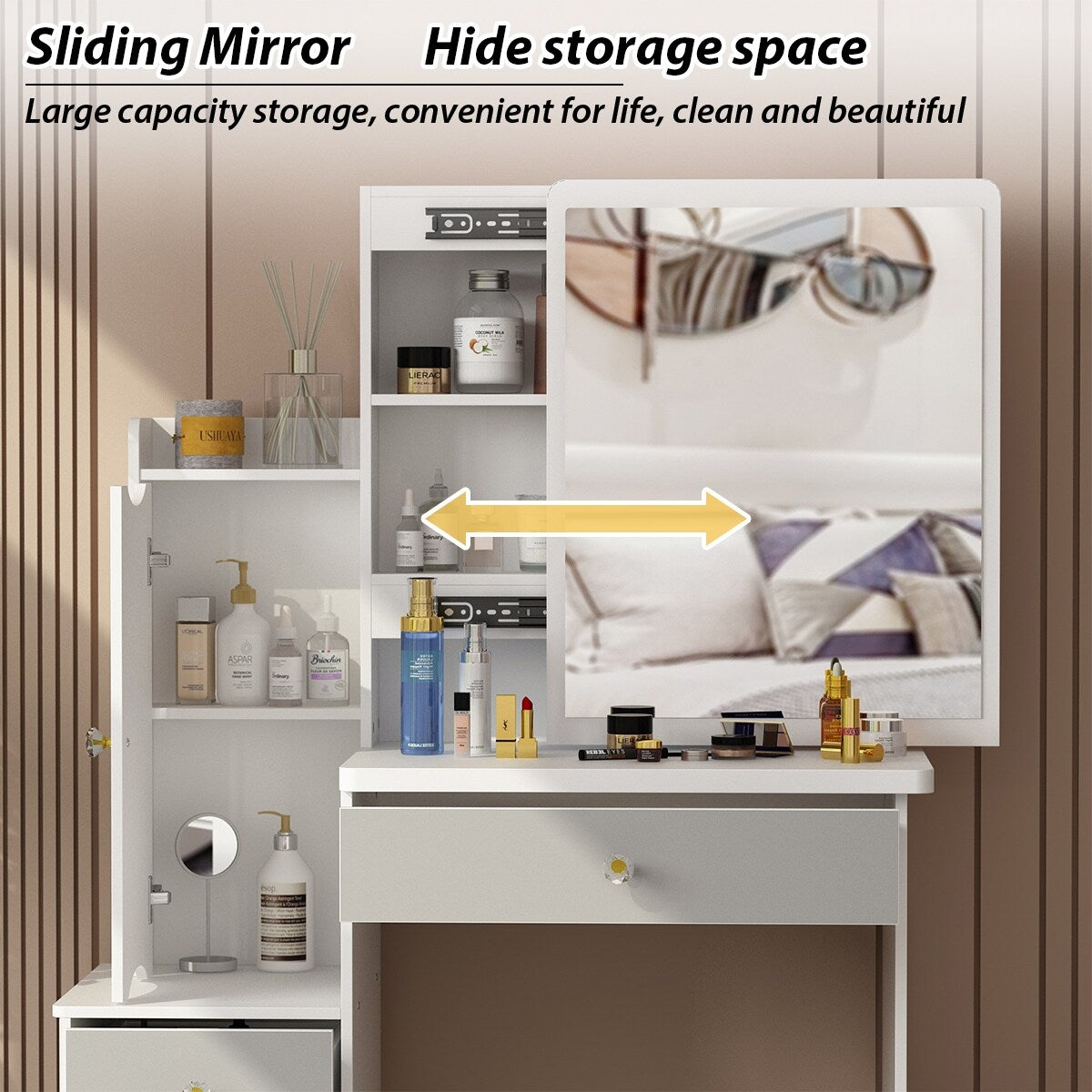 Makeup Vanity Set with Mirror and stool