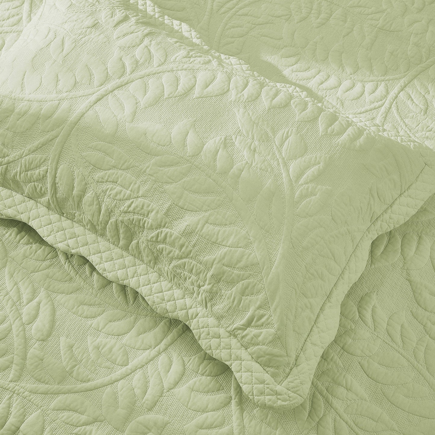 MarCielo 2-Piece 100% Cotton Embroidered Quilted Pillow Shams