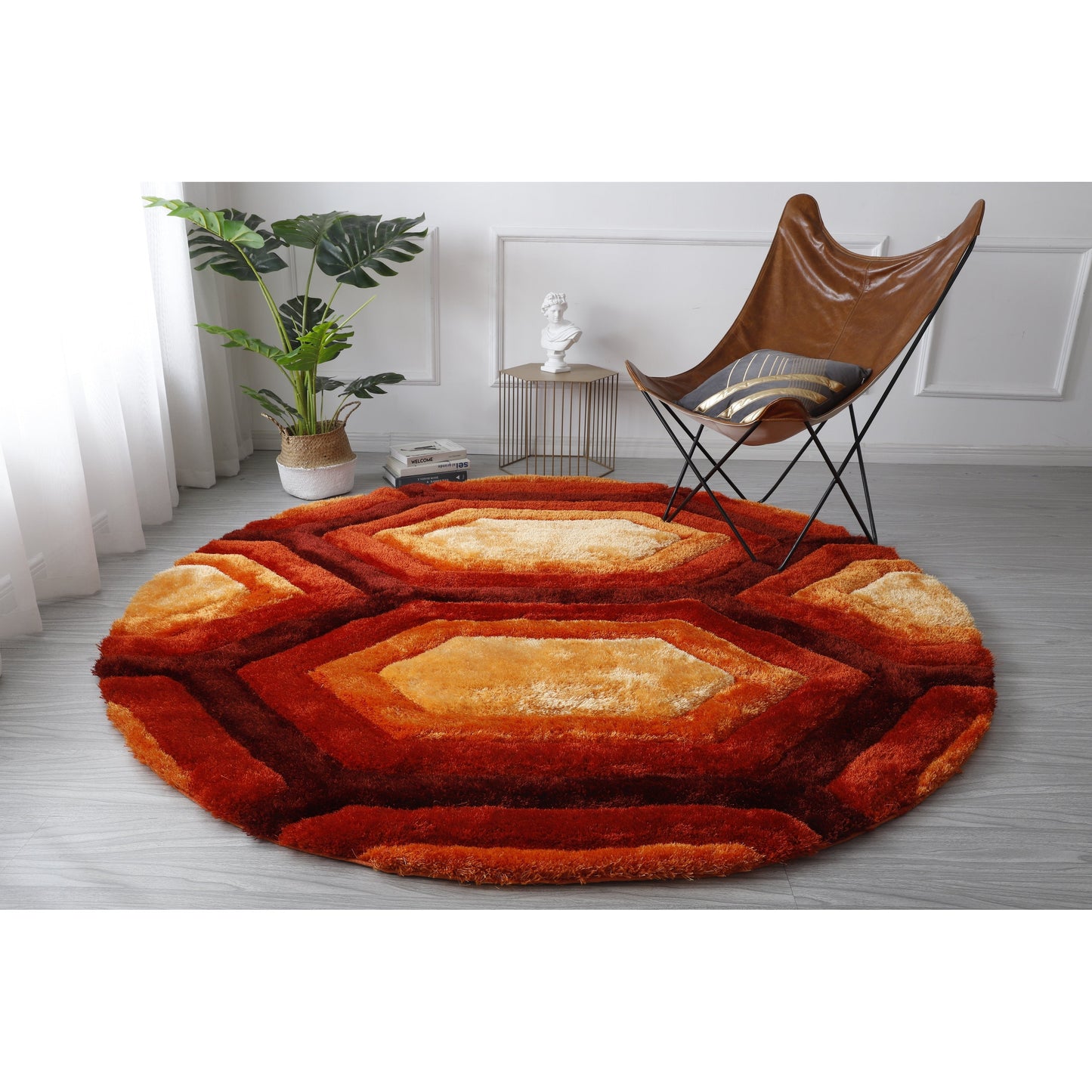 Mateos Shag Red/Orange Contemporary Designed Area Rug