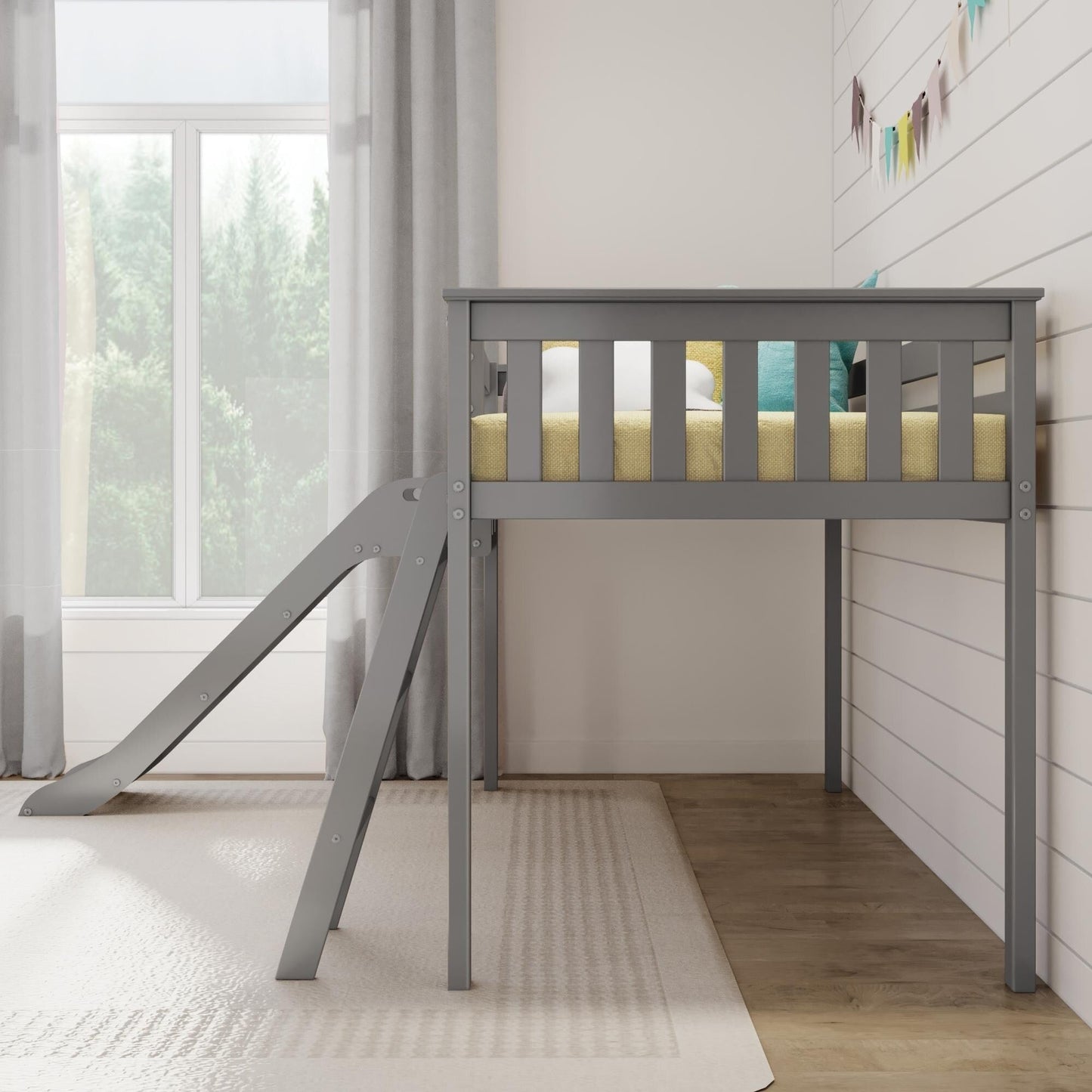 Max and Lily Classic Twin-Size Low Loft with Easy Slide