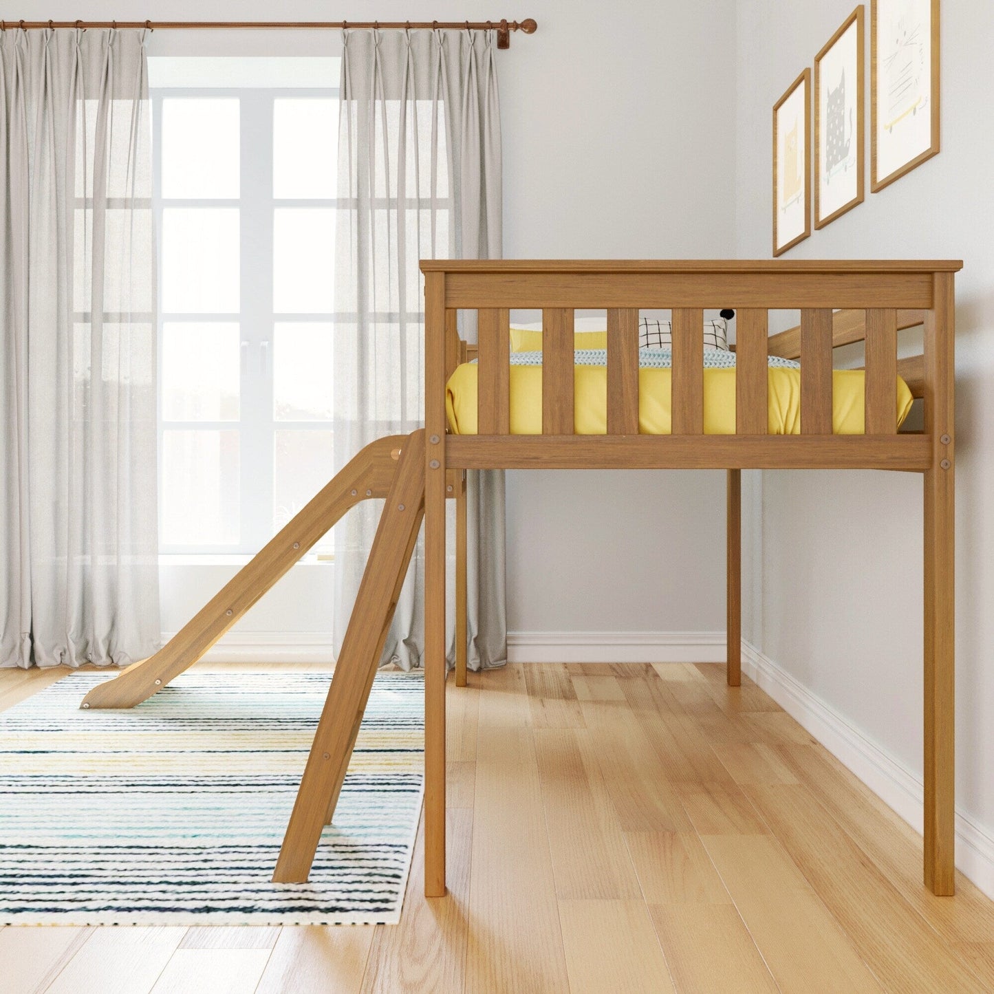 Max and Lily Classic Twin-Size Low Loft with Easy Slide