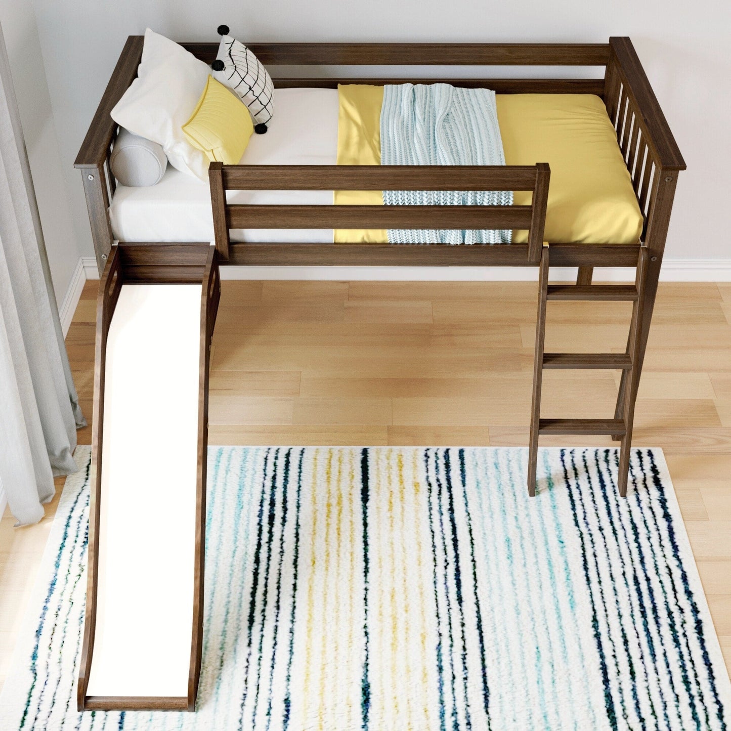 Max and Lily Classic Twin-Size Low Loft with Easy Slide