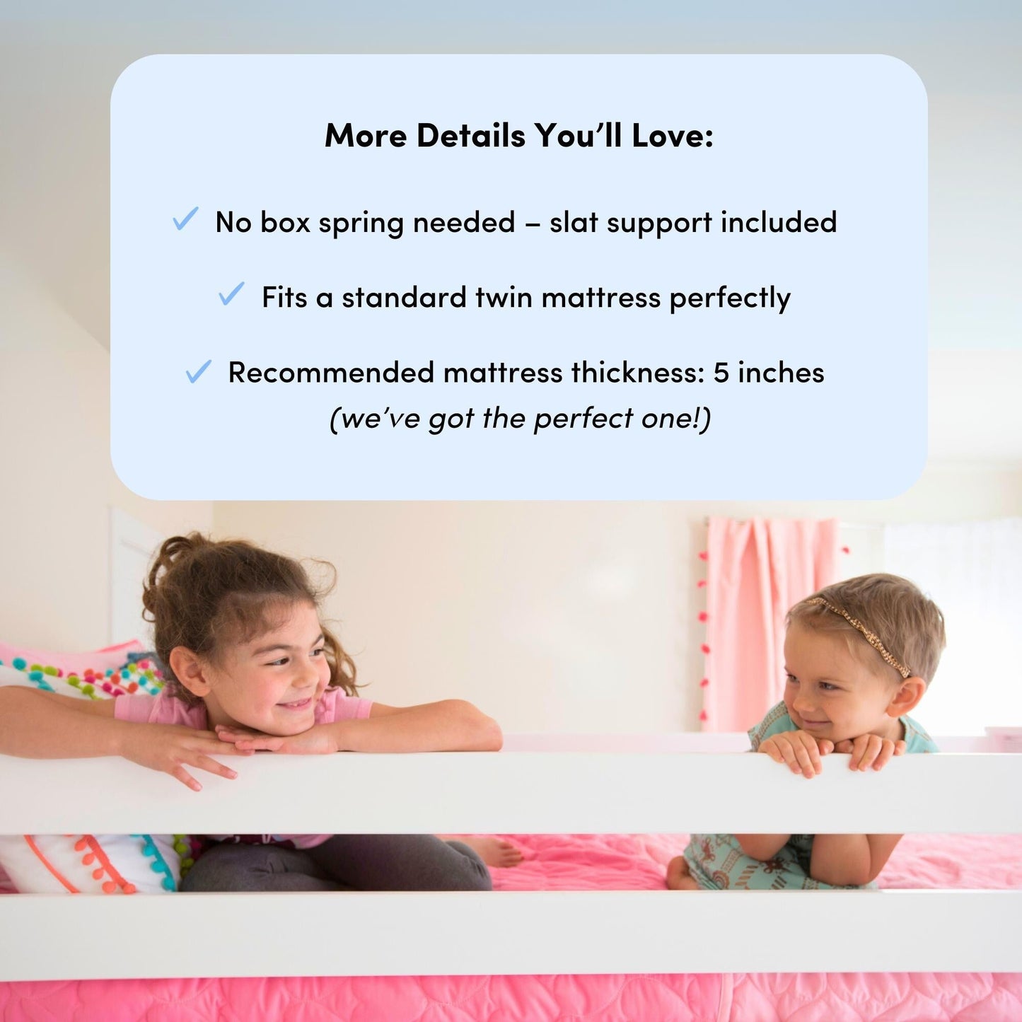 Max and Lily Classic Twin over Twin Low Bunk with Easy Slide