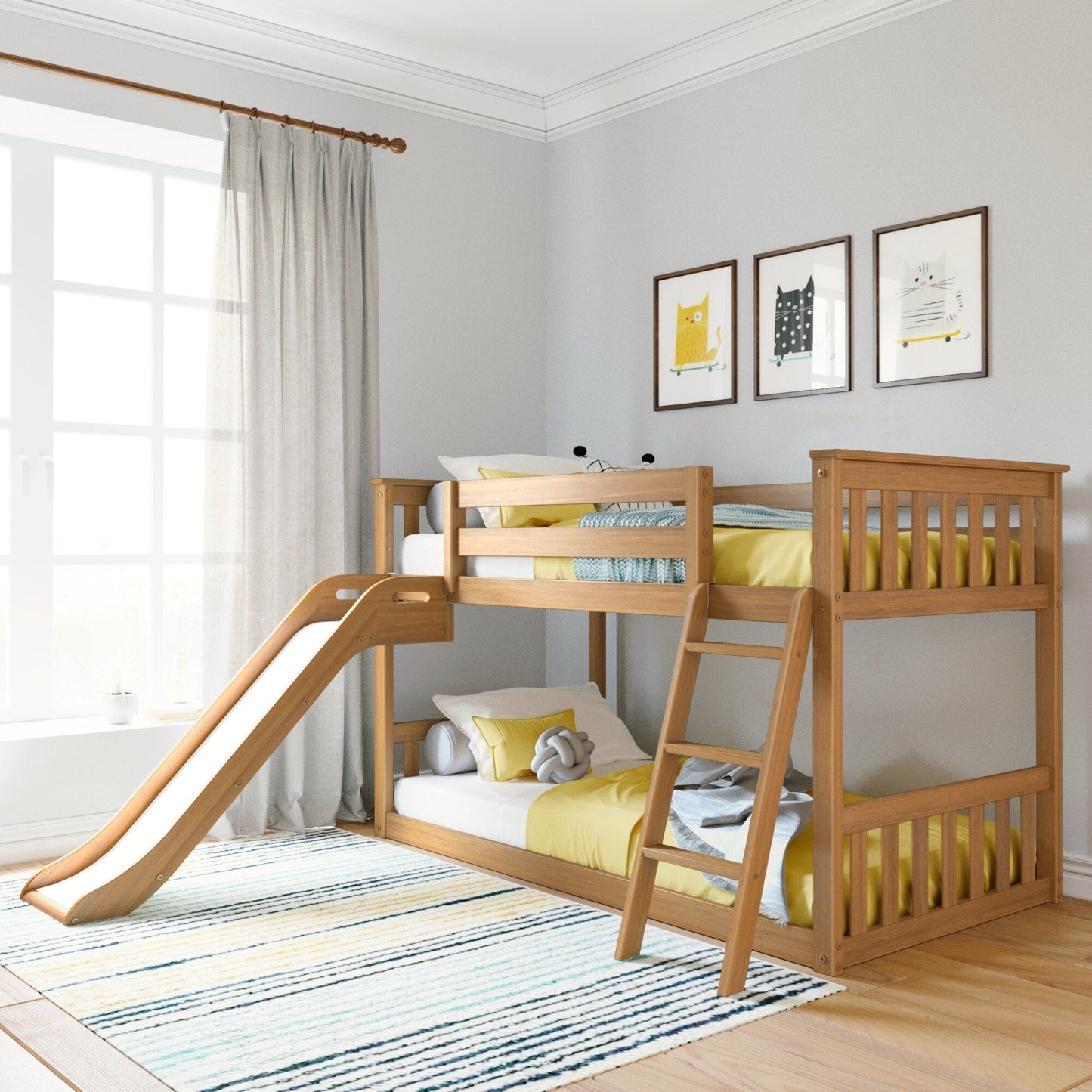 Max and Lily Classic Twin over Twin Low Bunk with Easy Slide