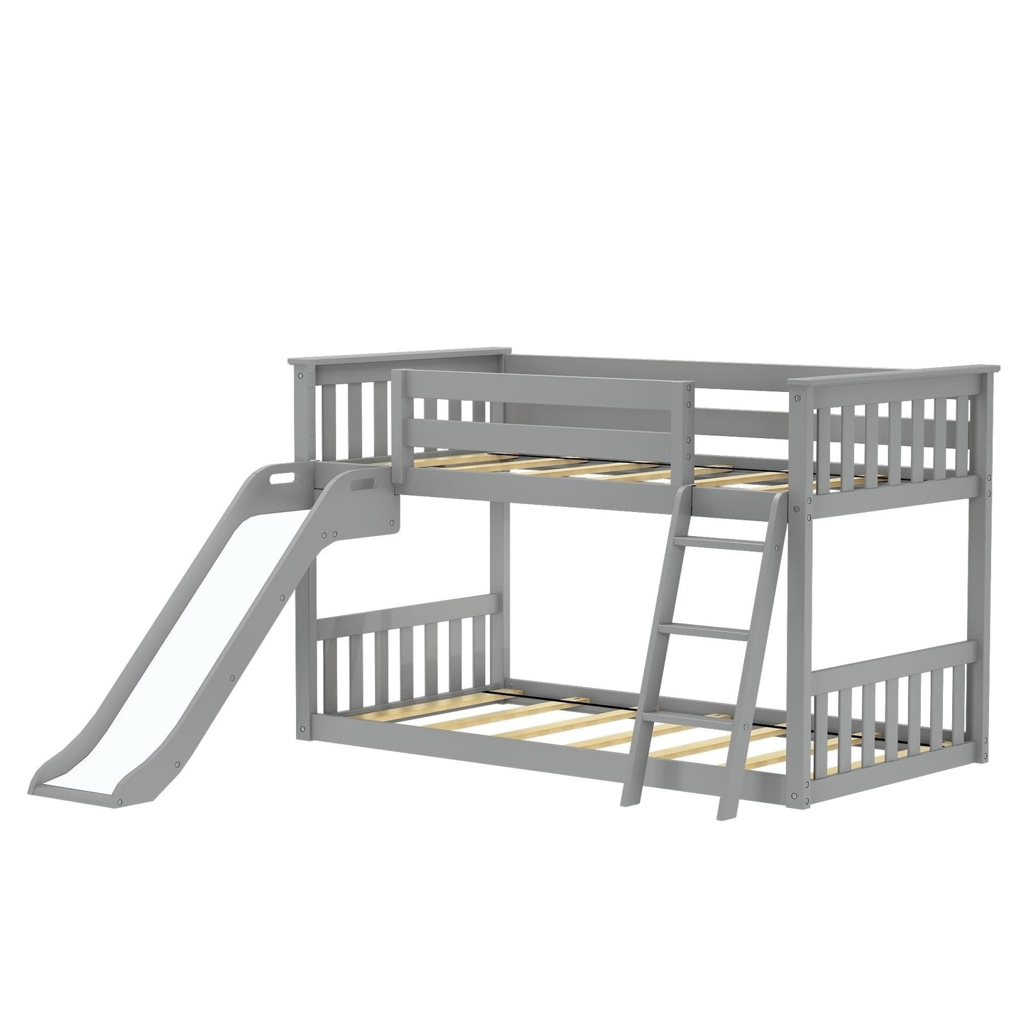 Max and Lily Classic Twin over Twin Low Bunk with Easy Slide