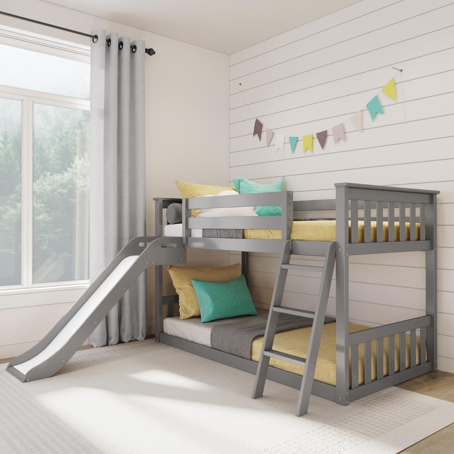 Max and Lily Classic Twin over Twin Low Bunk with Easy Slide