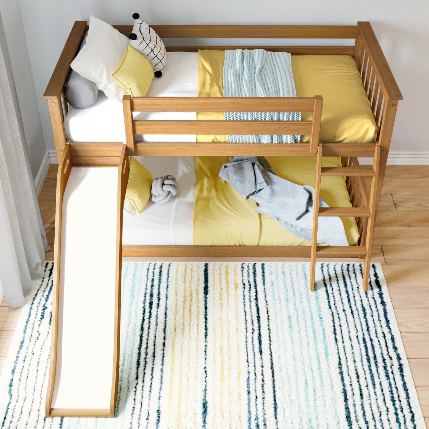 Max and Lily Classic Twin over Twin Low Bunk with Easy Slide