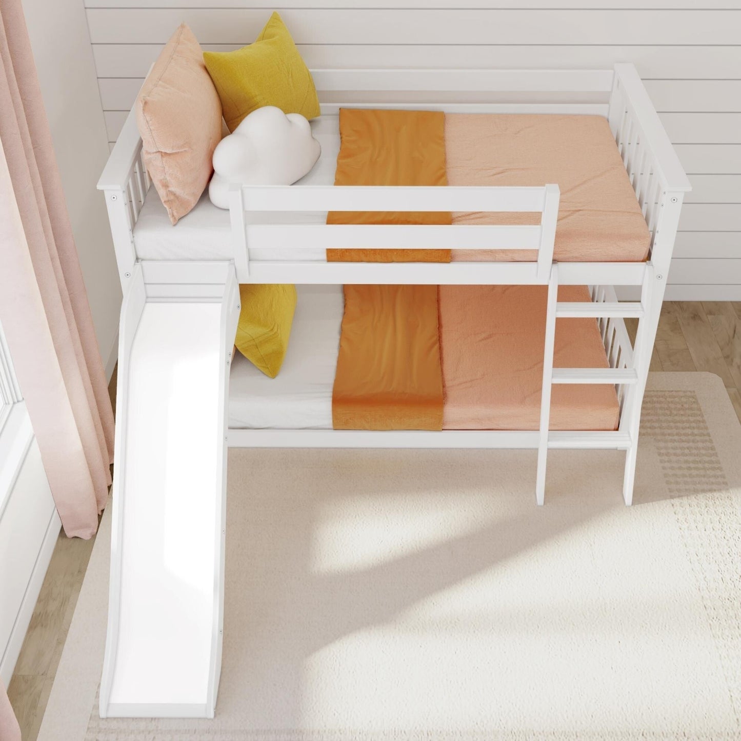 Max and Lily Classic Twin over Twin Low Bunk with Easy Slide