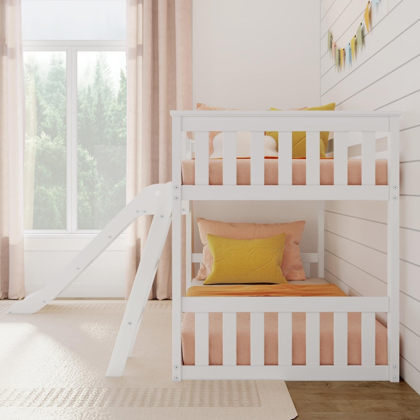Max and Lily Classic Twin over Twin Low Bunk with Easy Slide