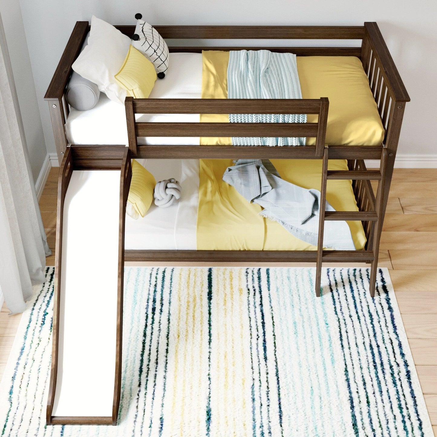 Max and Lily Classic Twin over Twin Low Bunk with Easy Slide