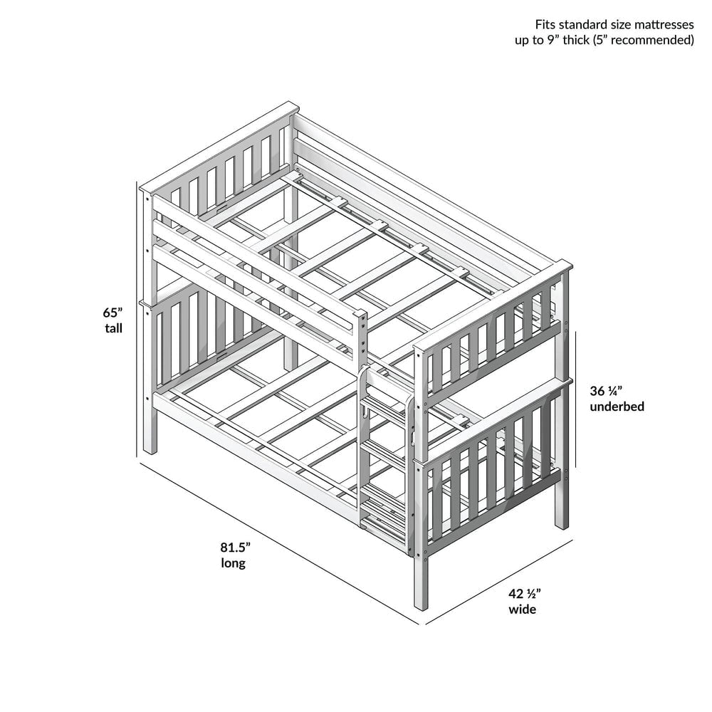 Max and Lily Twin over Twin Solid Wood Bunk Bed