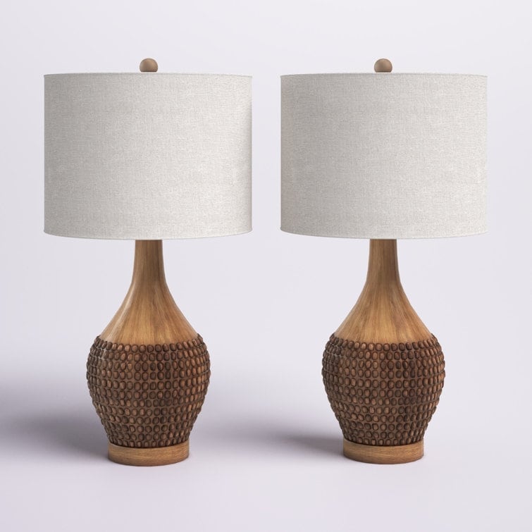 Maxax 24.75 Brown Table Lamp Set with USB (Set of 2)
