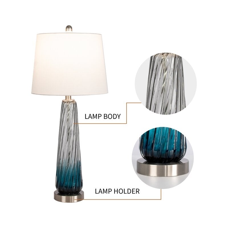 Maxax 28.75 Gradient Blue Bedside Table Lamp Set (Set of 2)