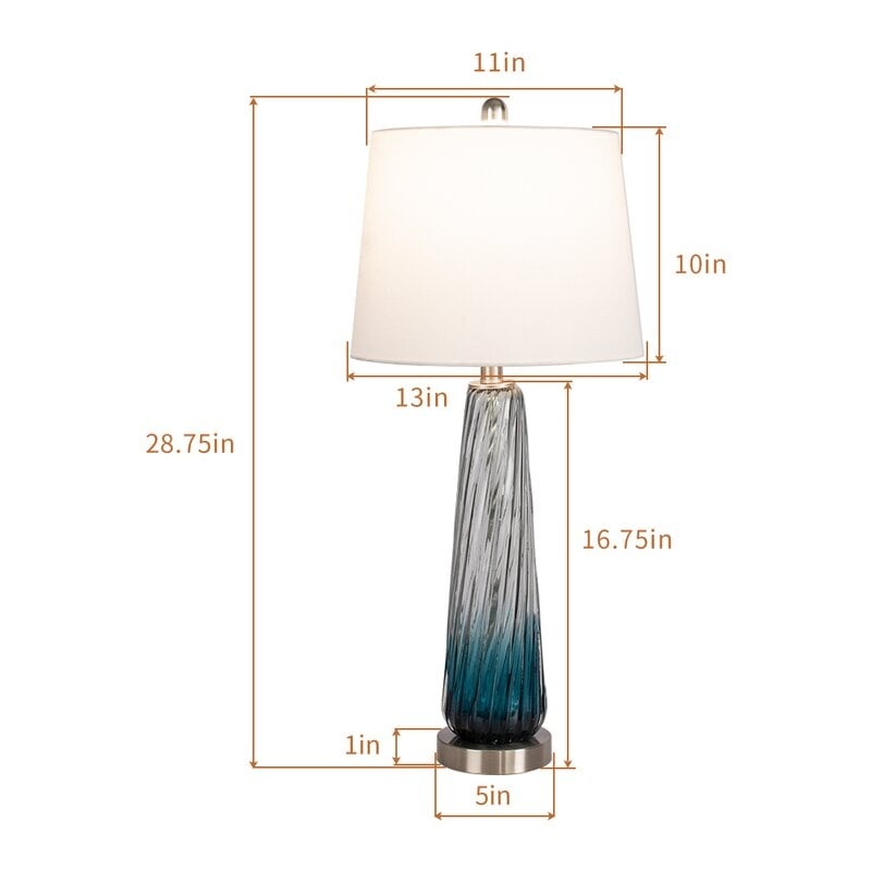Maxax 28.75 Gradient Blue Bedside Table Lamp Set (Set of 2)