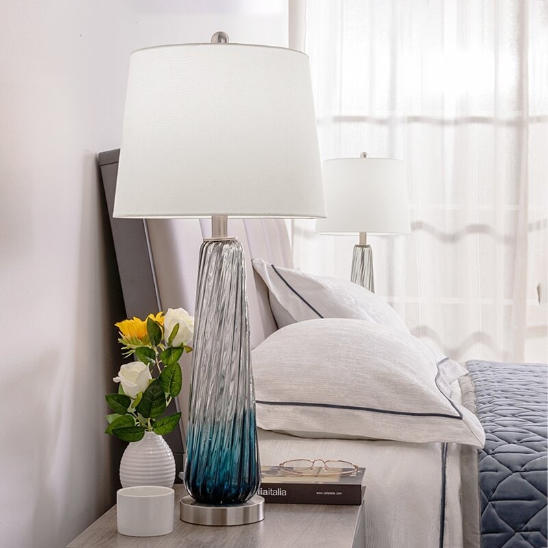 Maxax 28.75 Gradient Blue Bedside Table Lamp Set (Set of 2)